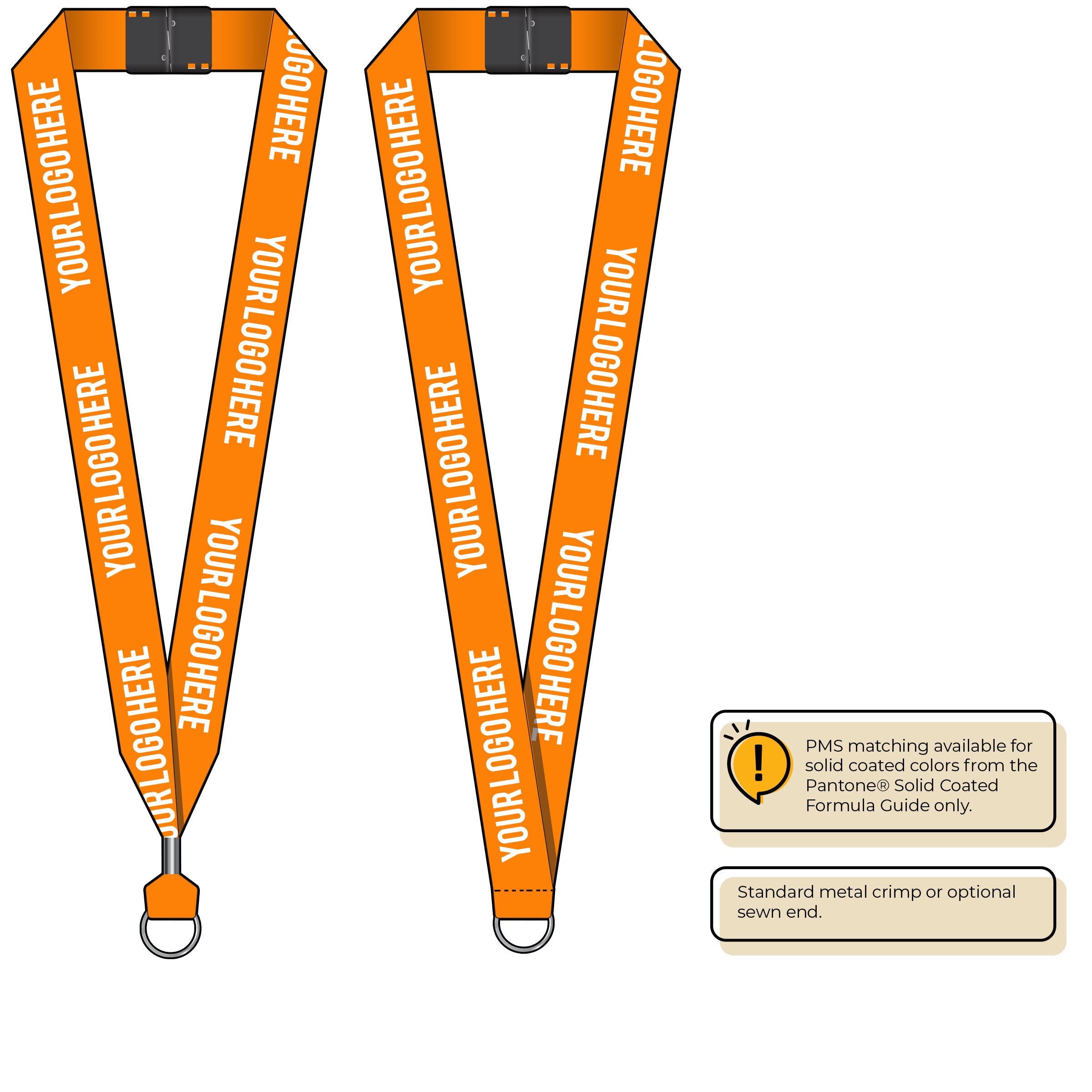 BH0014 | 1" MicroWeave Silkscreen Lanyards :: STANDARD END ATTACHMENTS