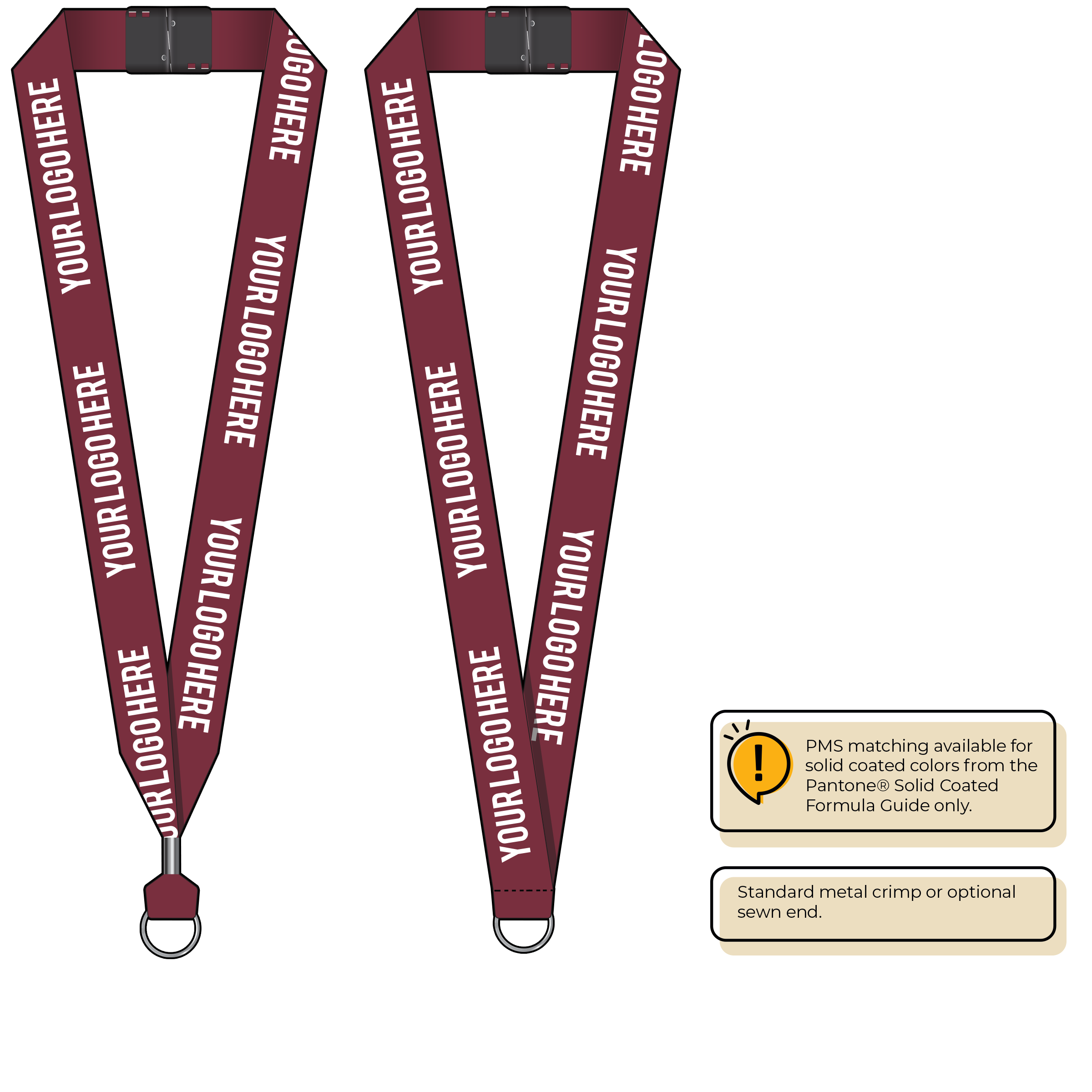 BH0014 | 1" MicroWeave Silkscreen Lanyards :: STANDARD END ATTACHMENTS