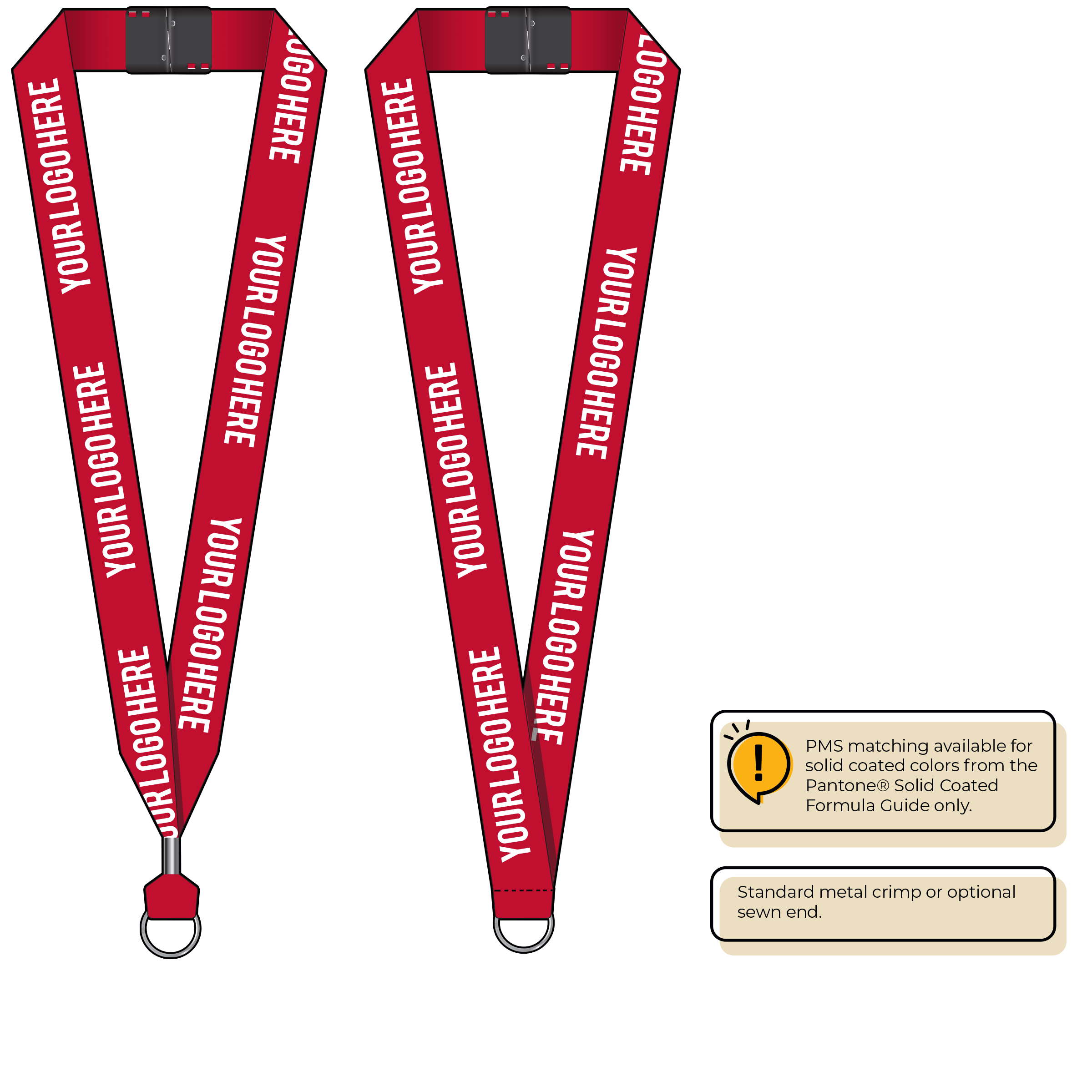 BH0014 | 1" MicroWeave Silkscreen Lanyards :: STANDARD END ATTACHMENTS