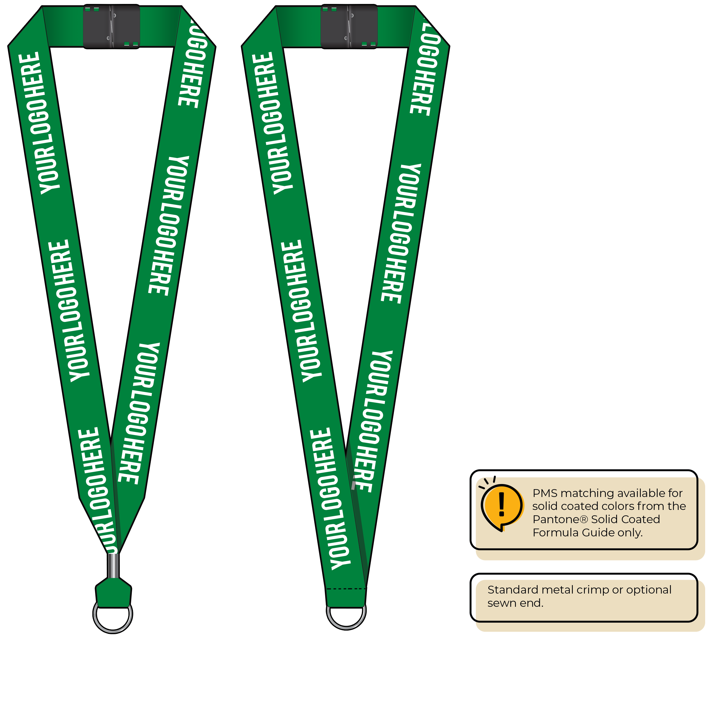 BH0014 | 1" MicroWeave Silkscreen Lanyards :: STANDARD END ATTACHMENTS