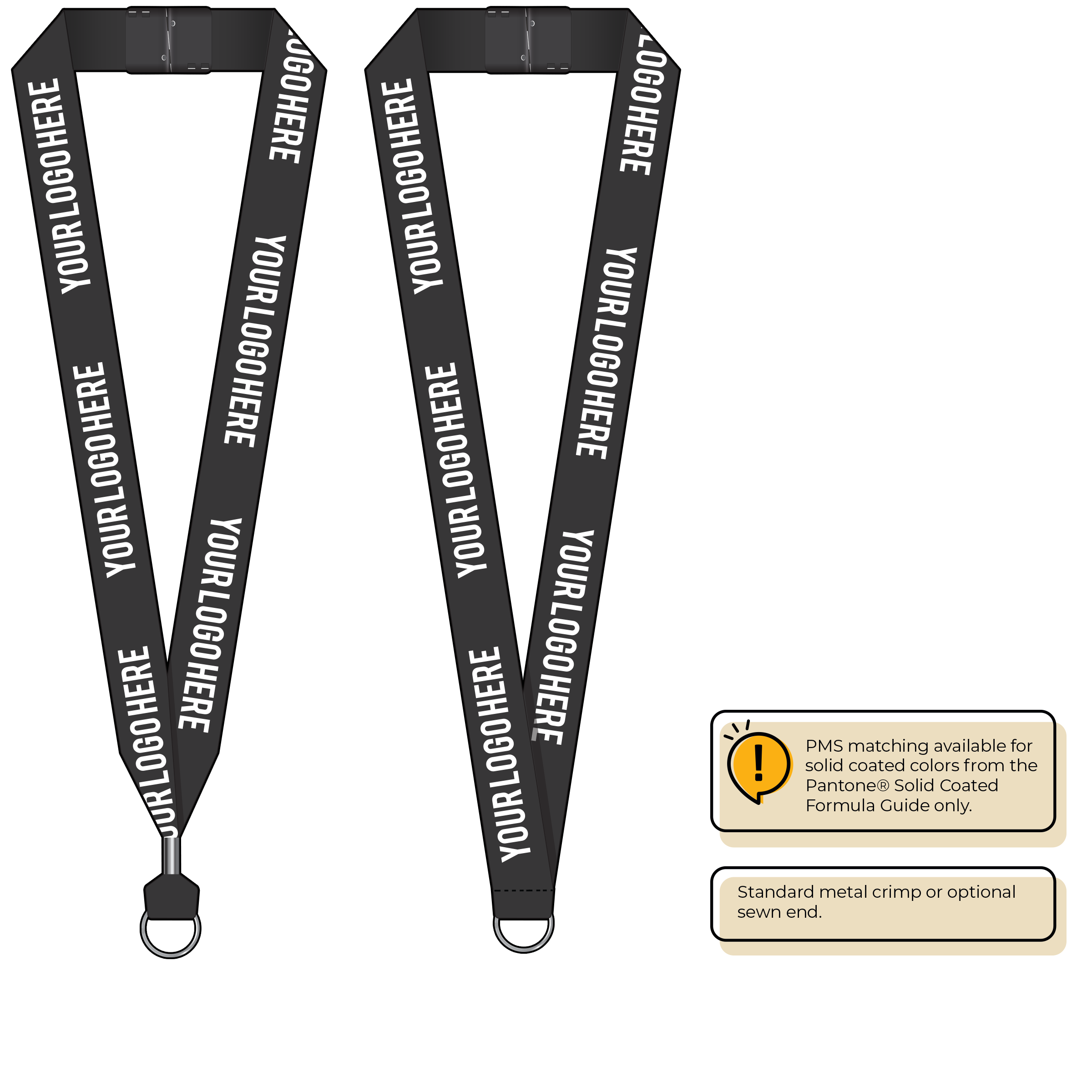 BH0014 | 1" MicroWeave Silkscreen Lanyards :: STANDARD END ATTACHMENTS