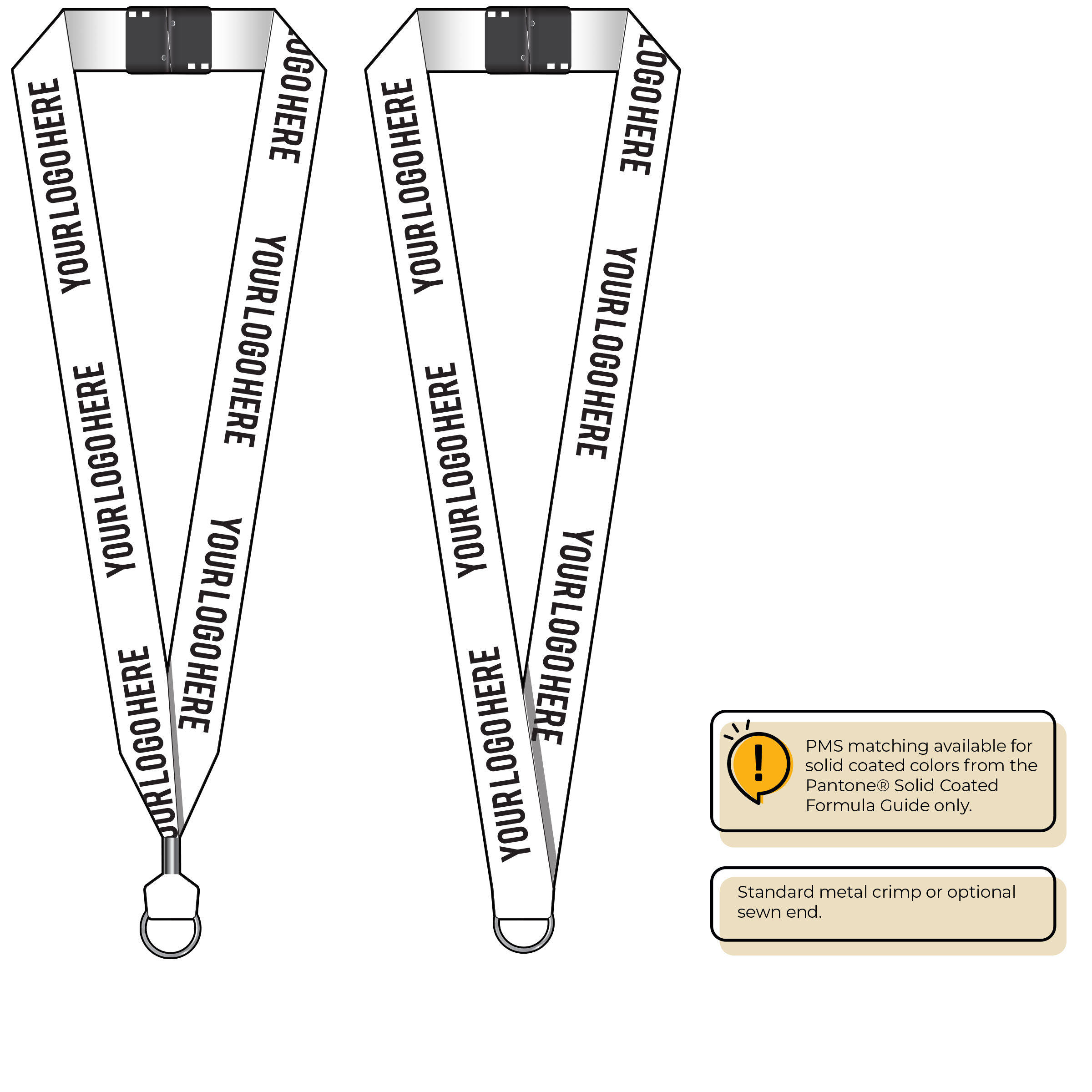 BH0014 | 1" MicroWeave Silkscreen Lanyards :: STANDARD END ATTACHMENTS