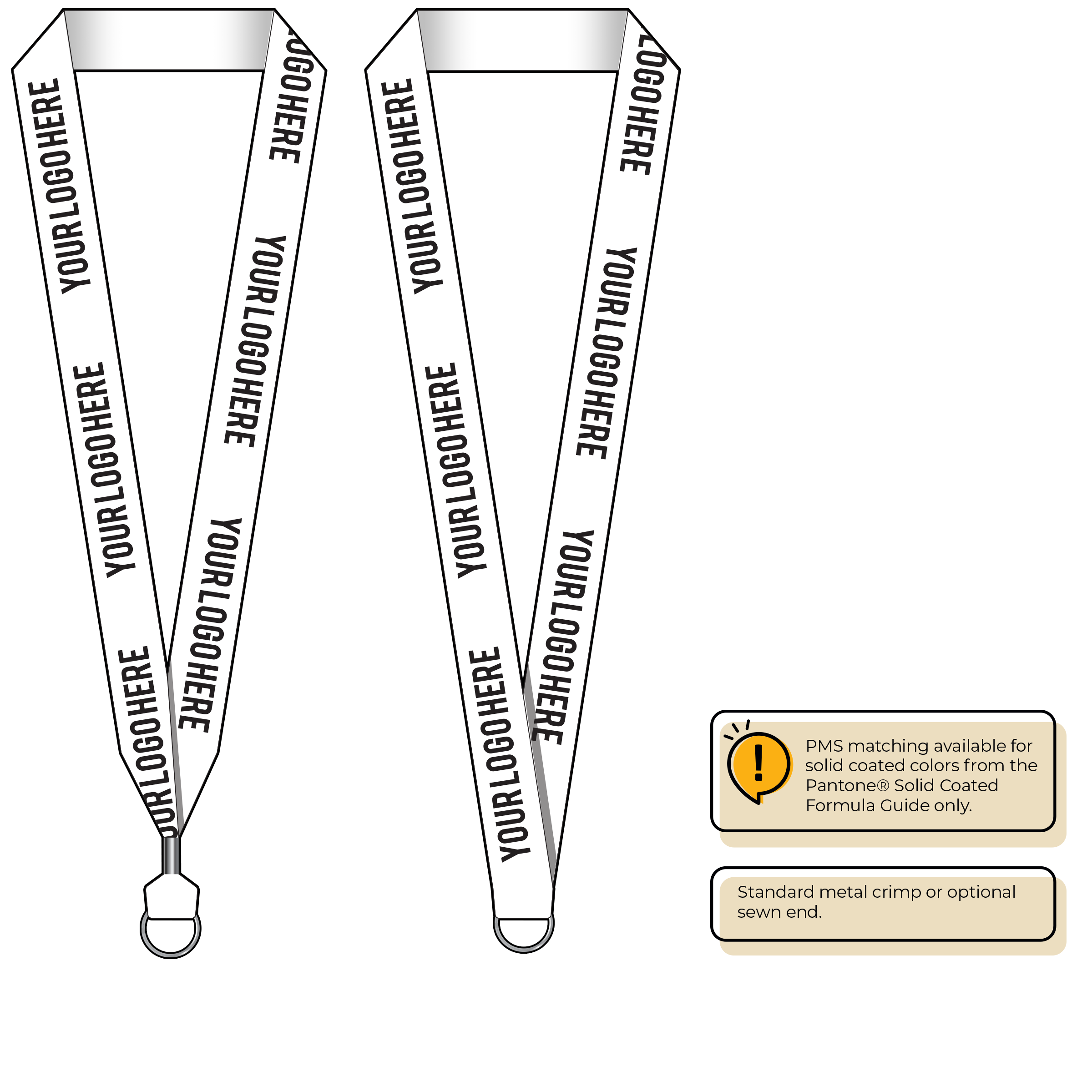 BH0014 | 1" MicroWeave Silkscreen Lanyards :: STANDARD END ATTACHMENTS