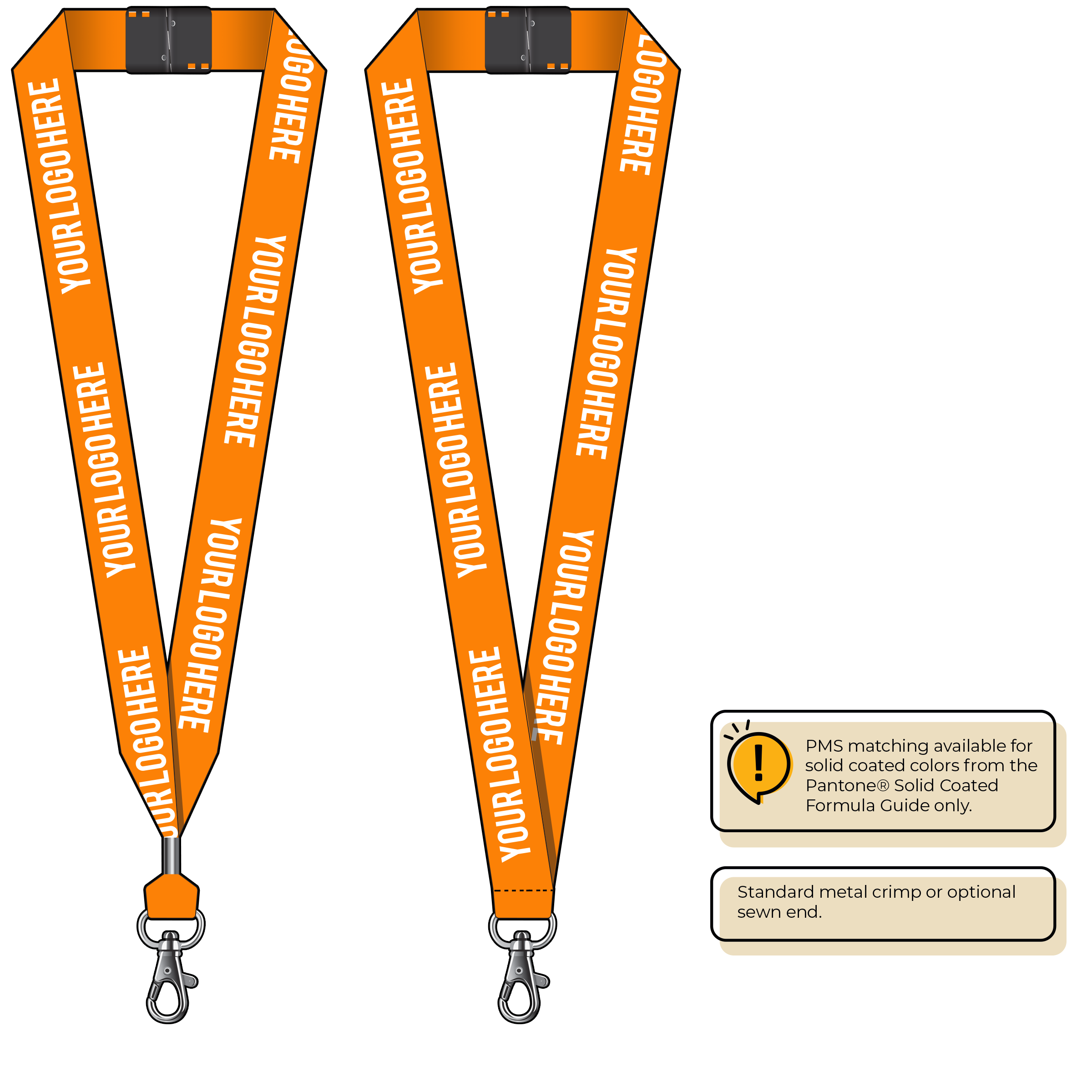 BH0014 | 1" MicroWeave Silkscreen Lanyards :: STANDARD END ATTACHMENTS