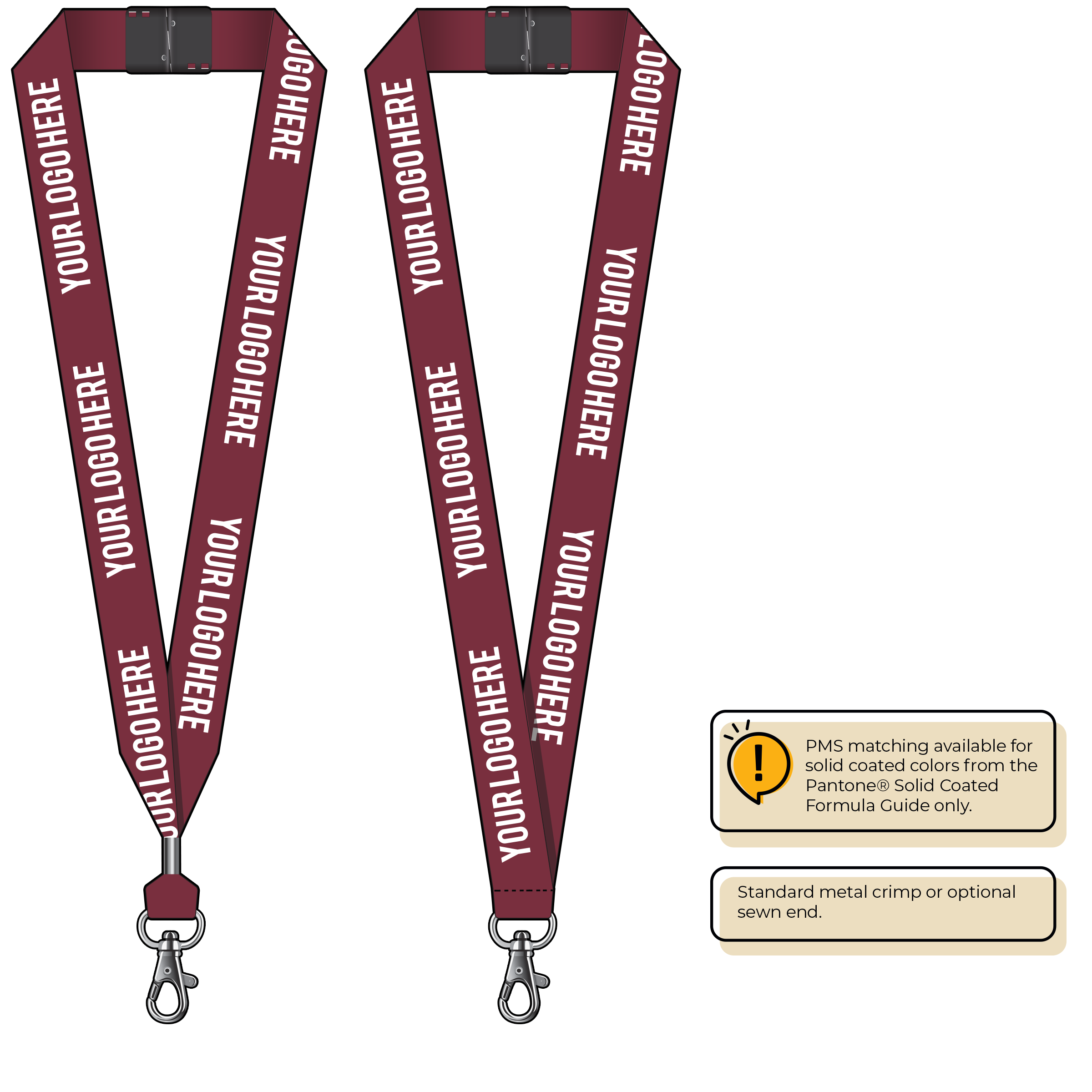 BH0014 | 1" MicroWeave Silkscreen Lanyards :: STANDARD END ATTACHMENTS