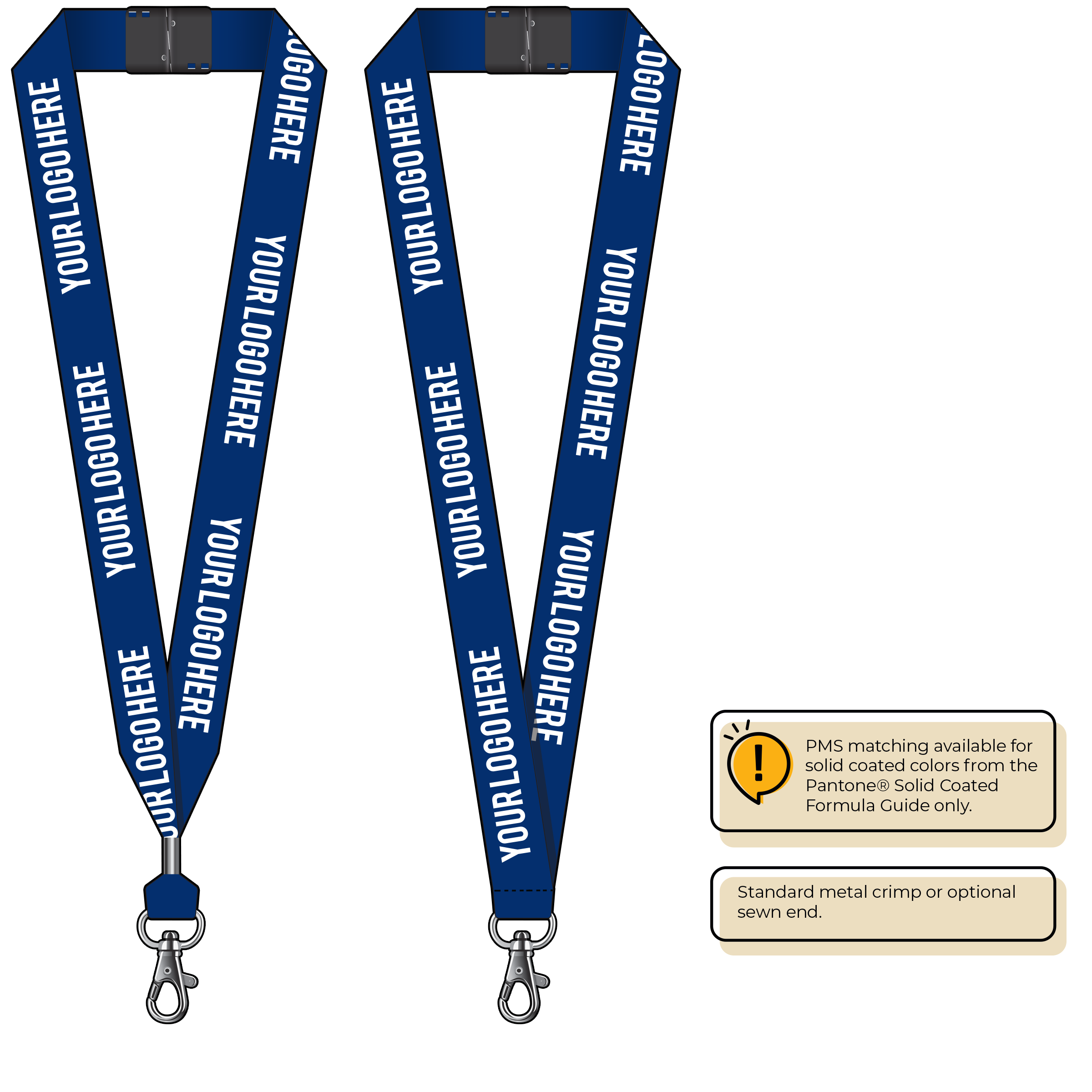 BH0014 | 1" MicroWeave Silkscreen Lanyards :: STANDARD END ATTACHMENTS