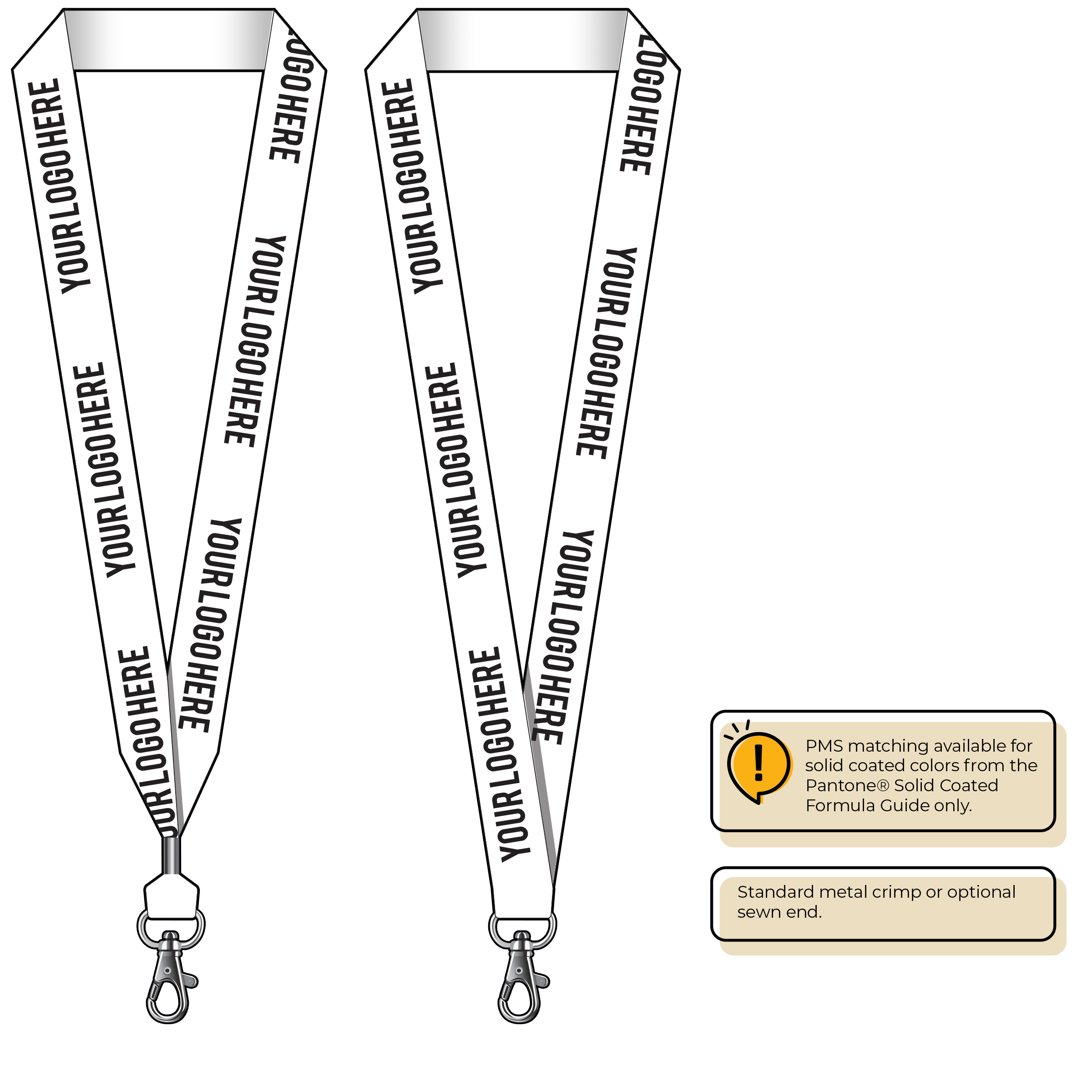 BH0014 | 1" MicroWeave Silkscreen Lanyards :: STANDARD END ATTACHMENTS