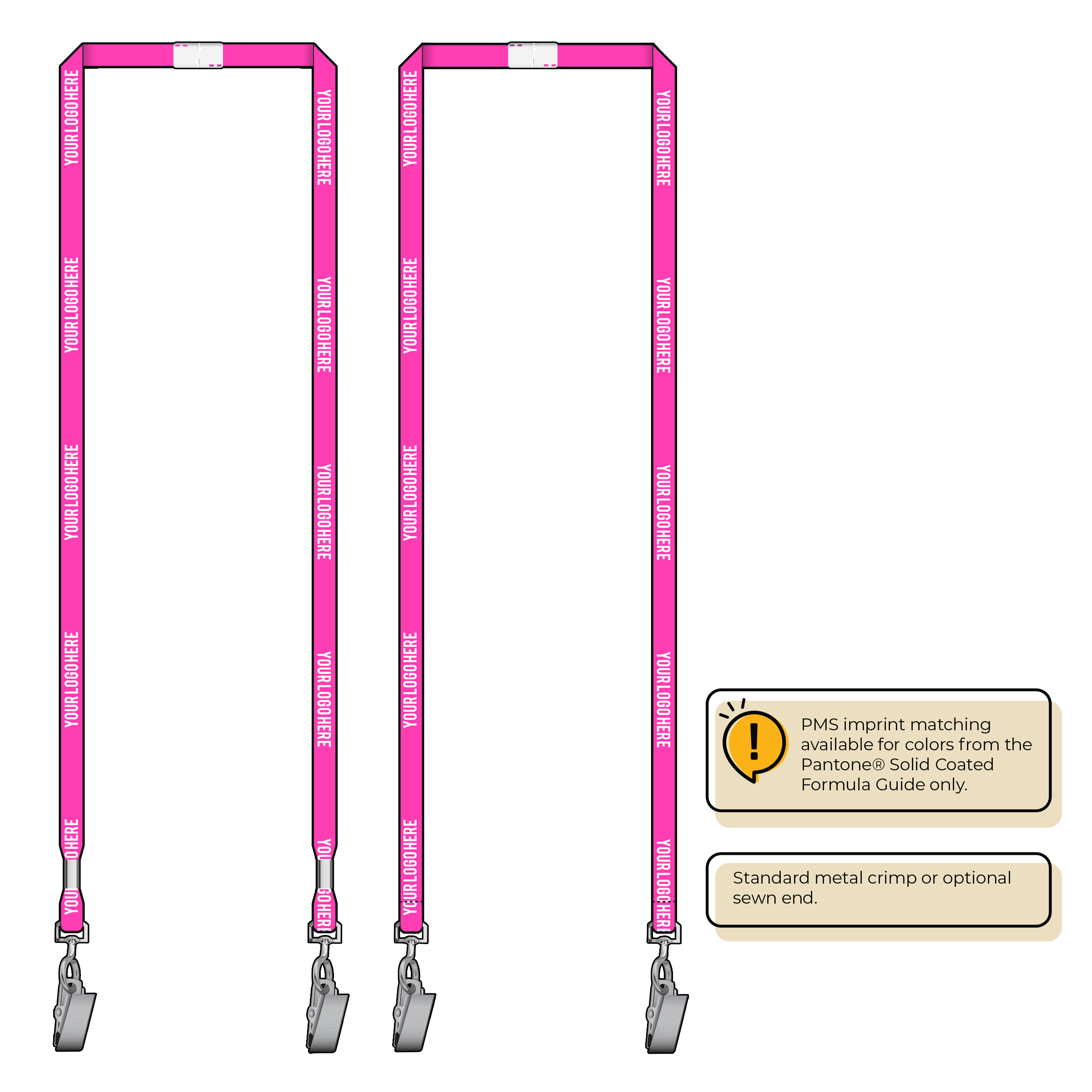 BHN011 | 3/8" Neon MicroWeave Silkscreen Lanyards :: DOUBLE ENDED