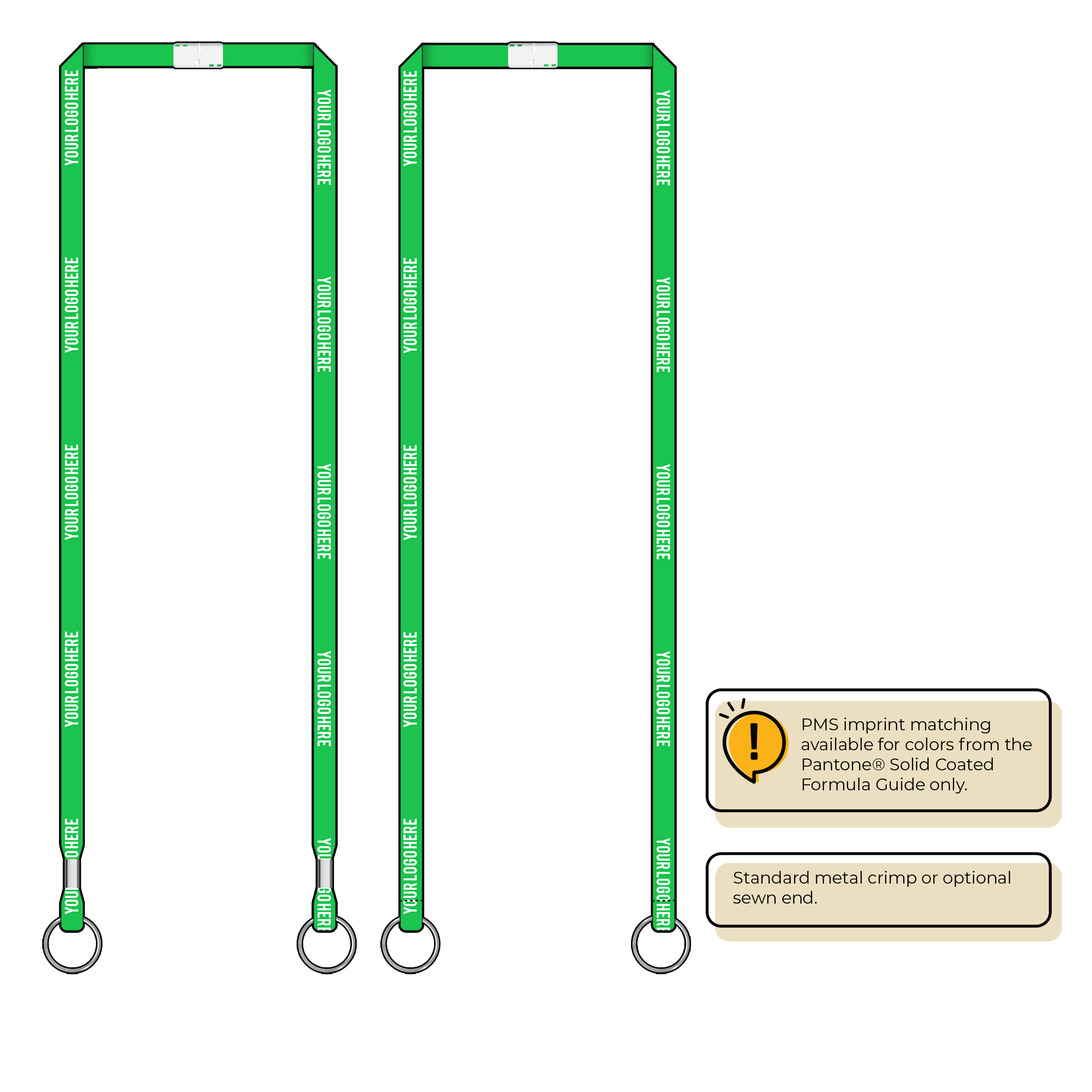 BHN011 | 3/8" Neon MicroWeave Silkscreen Lanyards :: DOUBLE ENDED