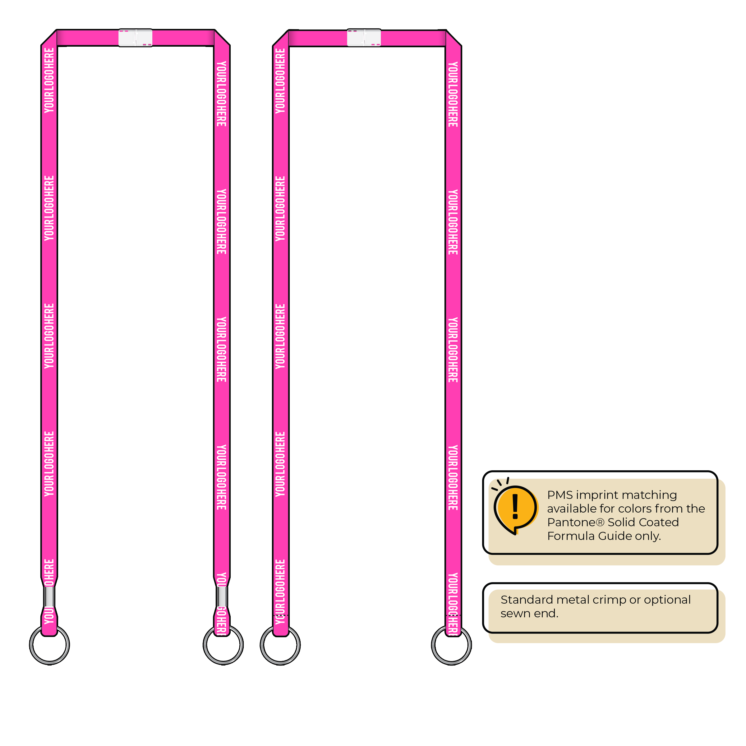 BHN011 | 3/8" Neon MicroWeave Silkscreen Lanyards :: DOUBLE ENDED