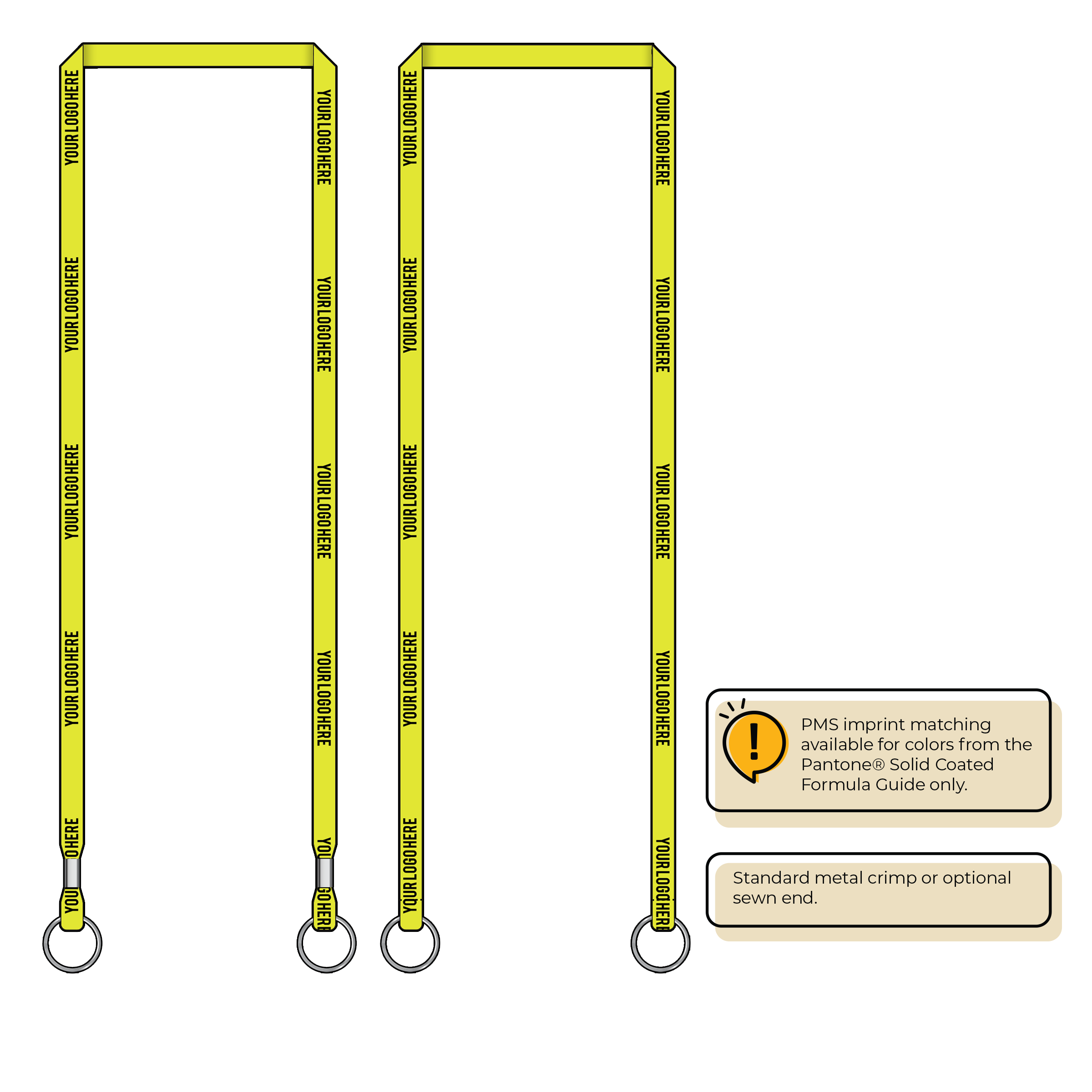 BHN011 | 3/8" Neon MicroWeave Silkscreen Lanyards :: DOUBLE ENDED