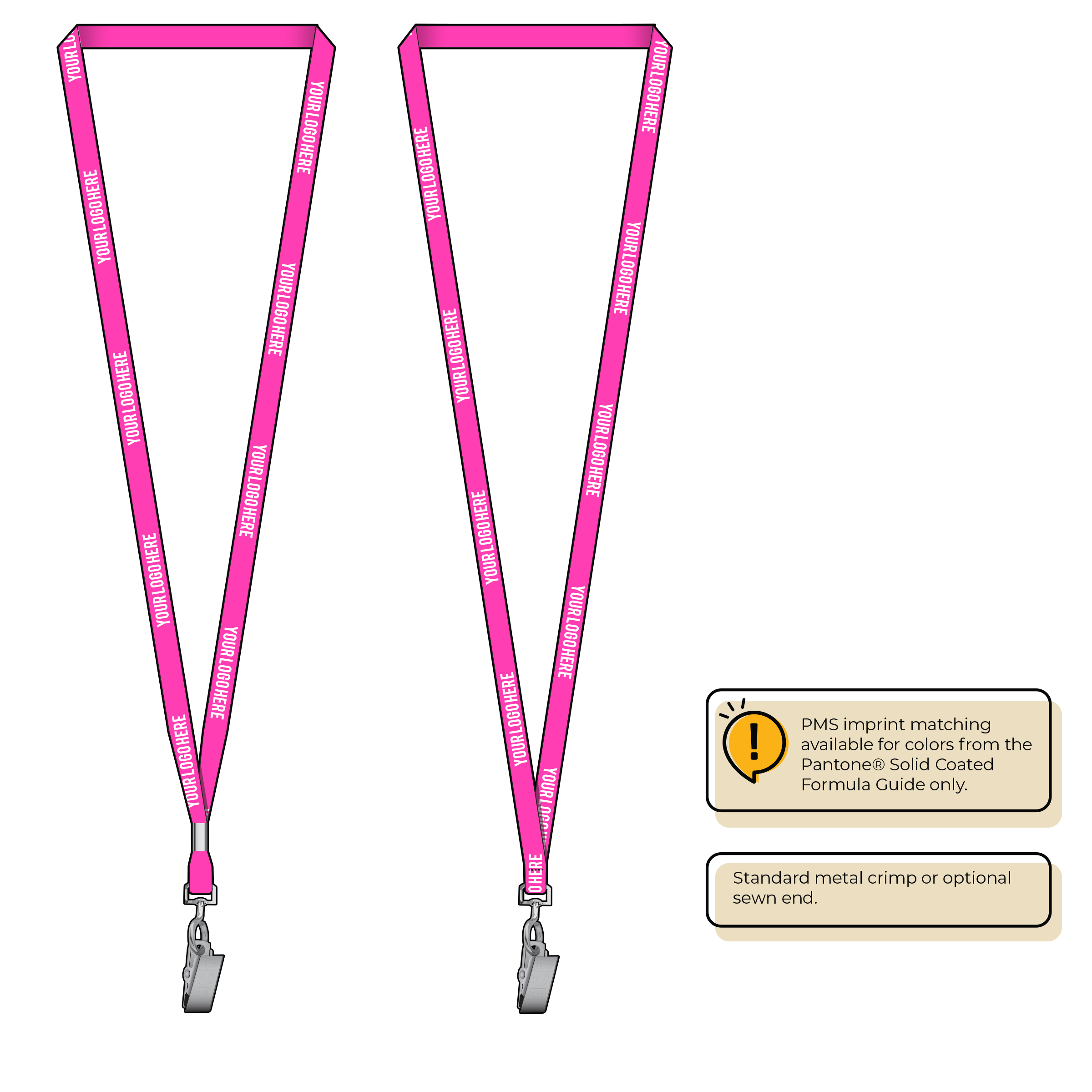 BHN011 | 3/8" Neon MicroWeave Silkscreen Lanyards :: STANDARD END ATTACHMENTS
