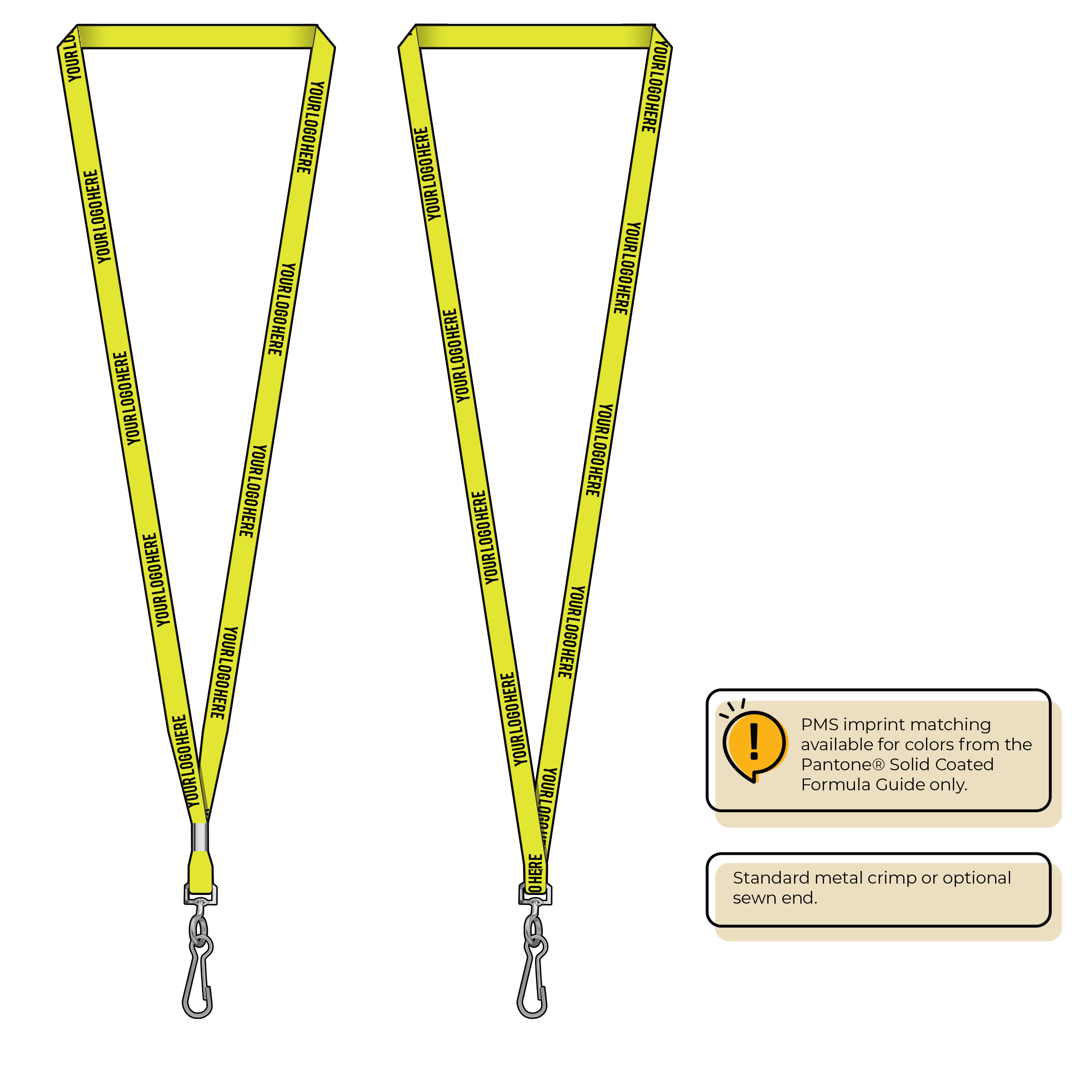 BHN011 | 3/8" Neon MicroWeave Silkscreen Lanyards :: STANDARD END ATTACHMENTS