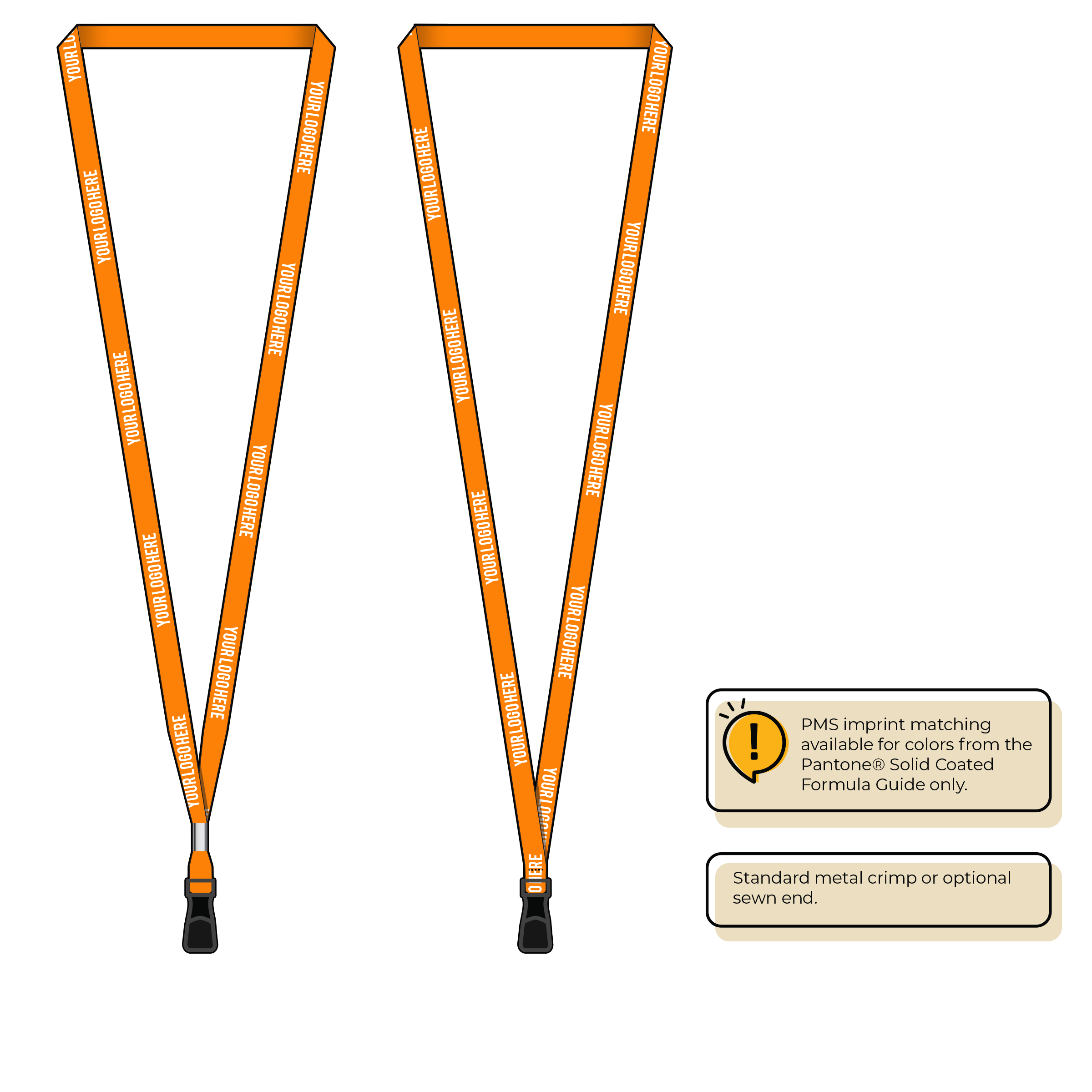BH0011 | 3/8" MicroWeave Silkscreen Lanyards :: STANDARD END ATTACHMENTS