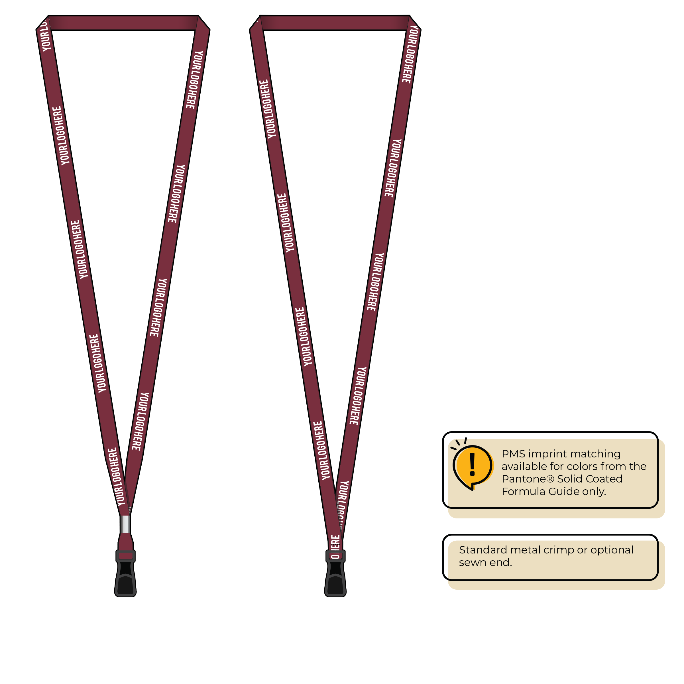 BH0011 | 3/8" MicroWeave Silkscreen Lanyards :: STANDARD END ATTACHMENTS