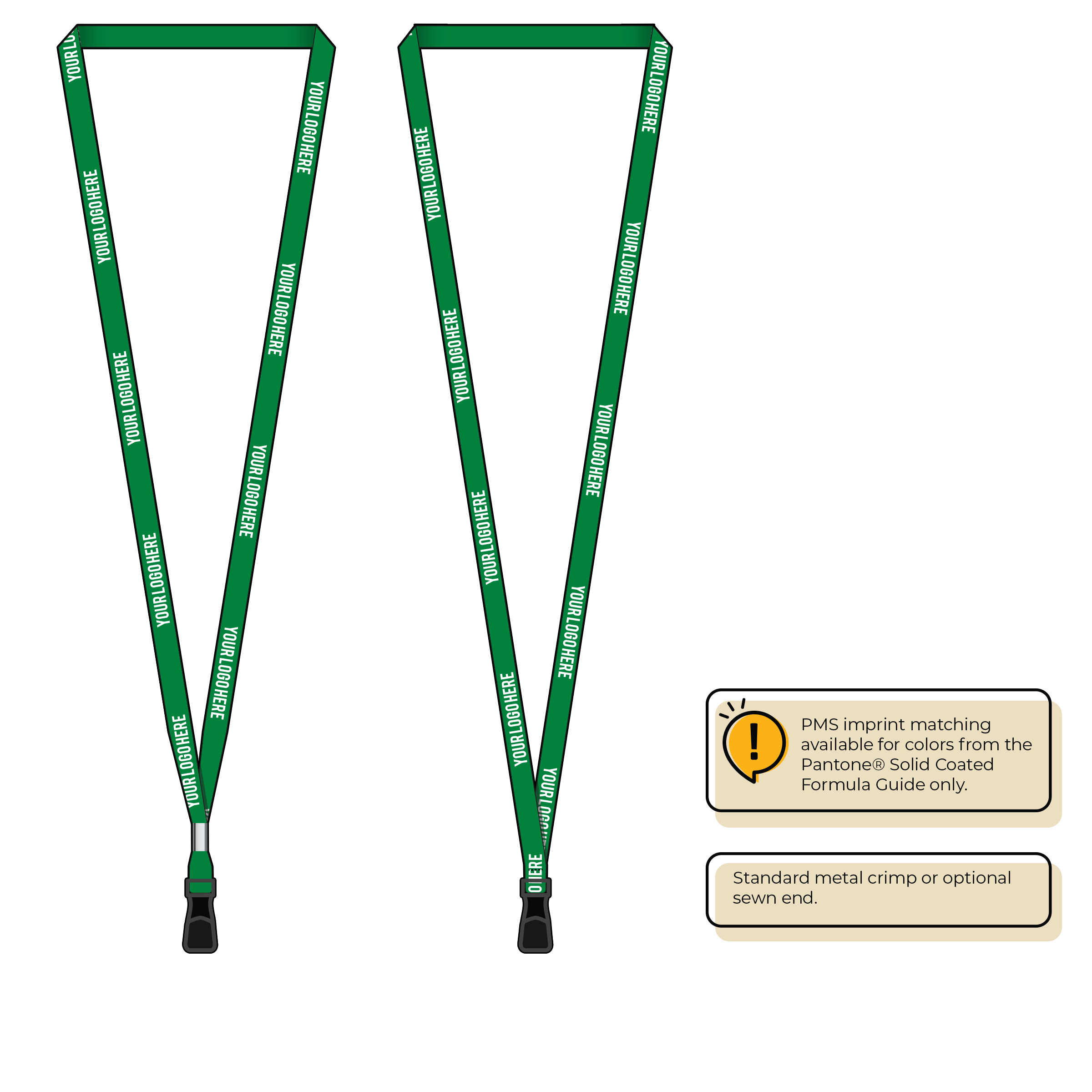BH0011 | 3/8" MicroWeave Silkscreen Lanyards :: STANDARD END ATTACHMENTS