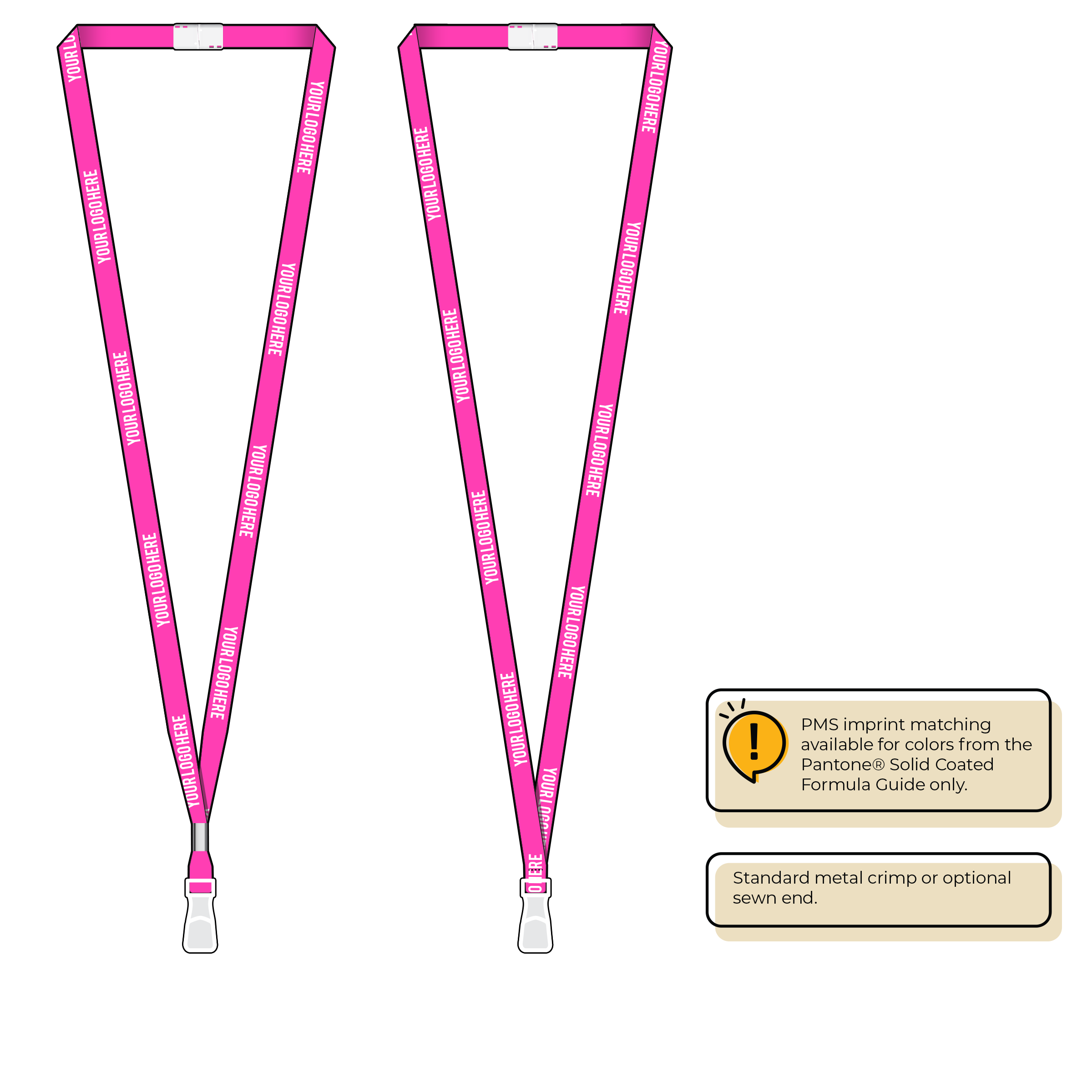 BHN011 | 3/8" Neon MicroWeave Silkscreen Lanyards :: STANDARD END ATTACHMENTS