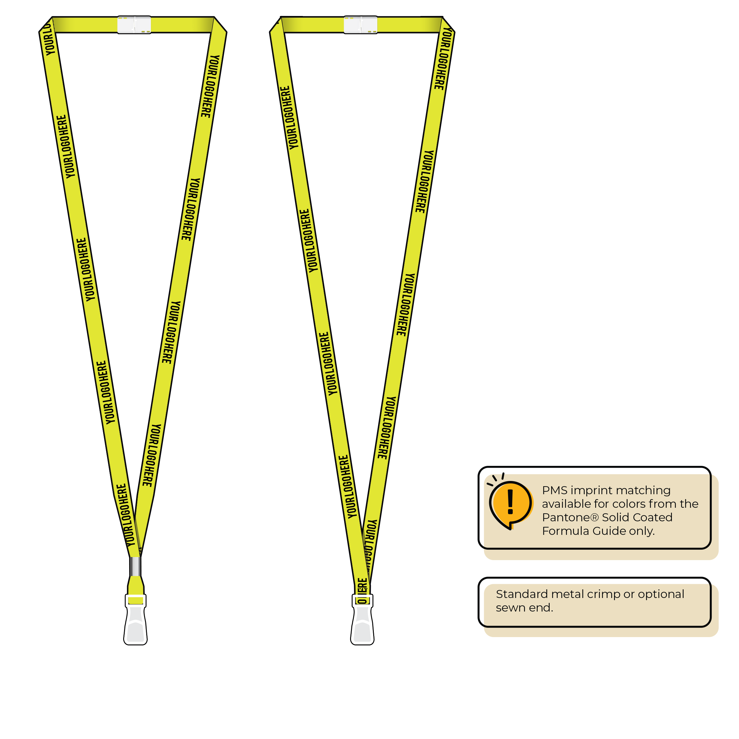 BHN011 | 3/8" Neon MicroWeave Silkscreen Lanyards :: STANDARD END ATTACHMENTS