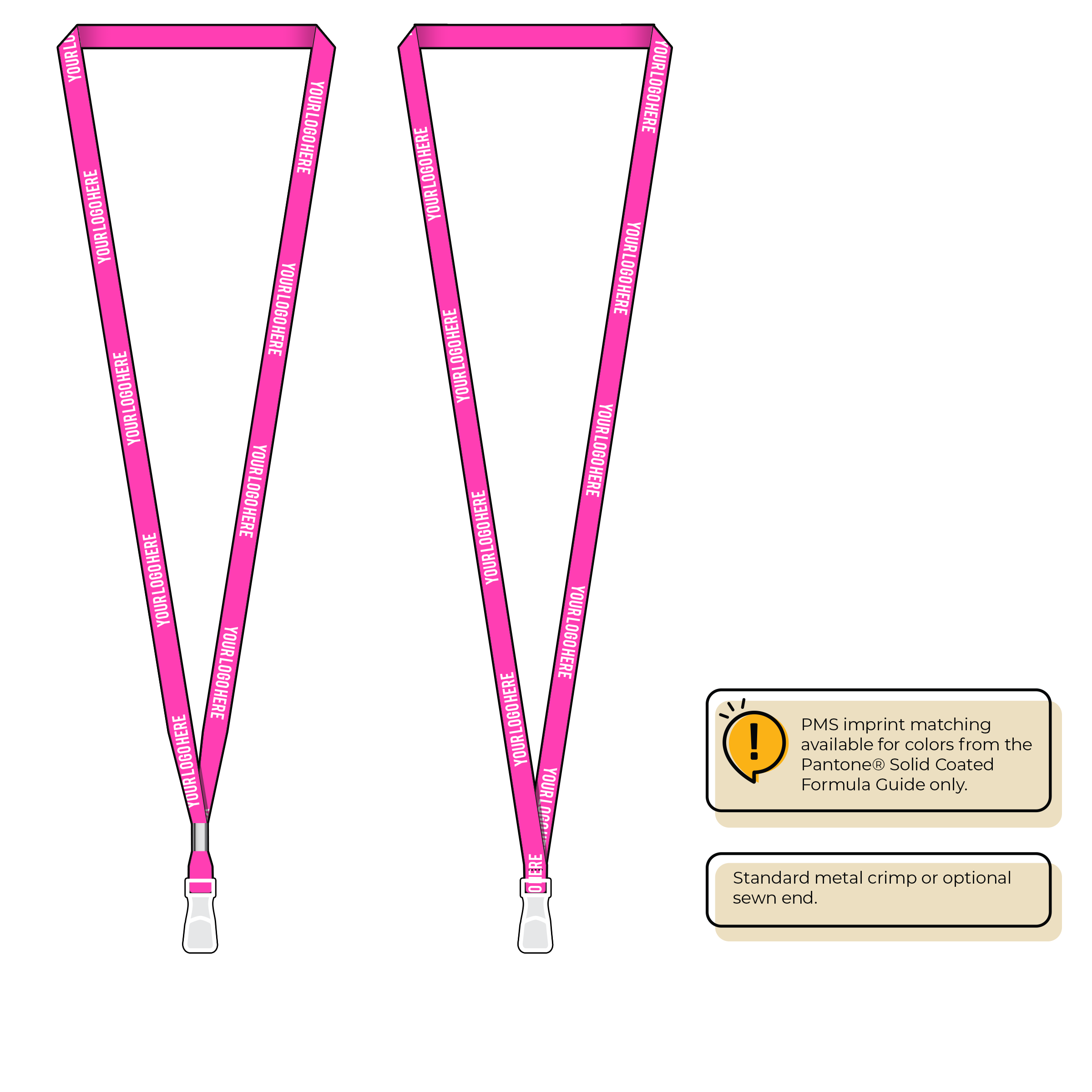 BHN011 | 3/8" Neon MicroWeave Silkscreen Lanyards :: STANDARD END ATTACHMENTS