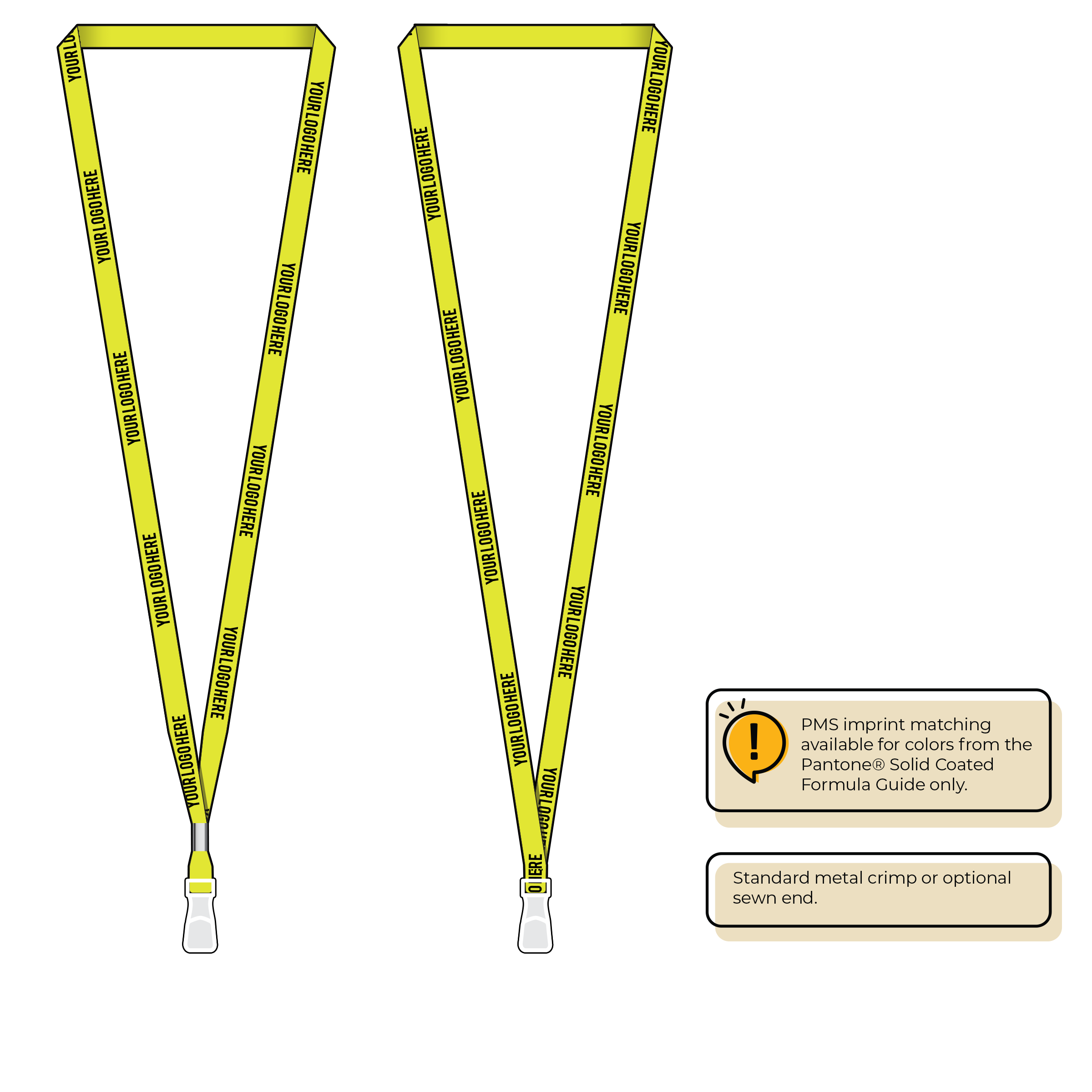 BHN011 | 3/8" Neon MicroWeave Silkscreen Lanyards :: STANDARD END ATTACHMENTS