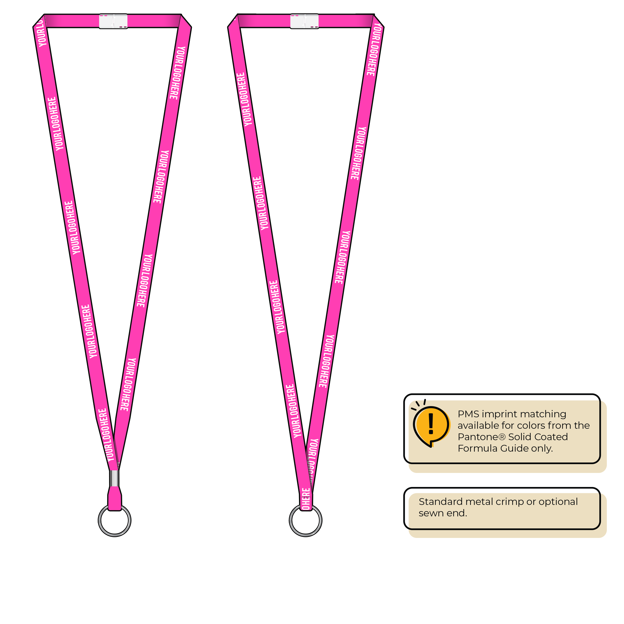 BHN011 | 3/8" Neon MicroWeave Silkscreen Lanyards :: STANDARD END ATTACHMENTS