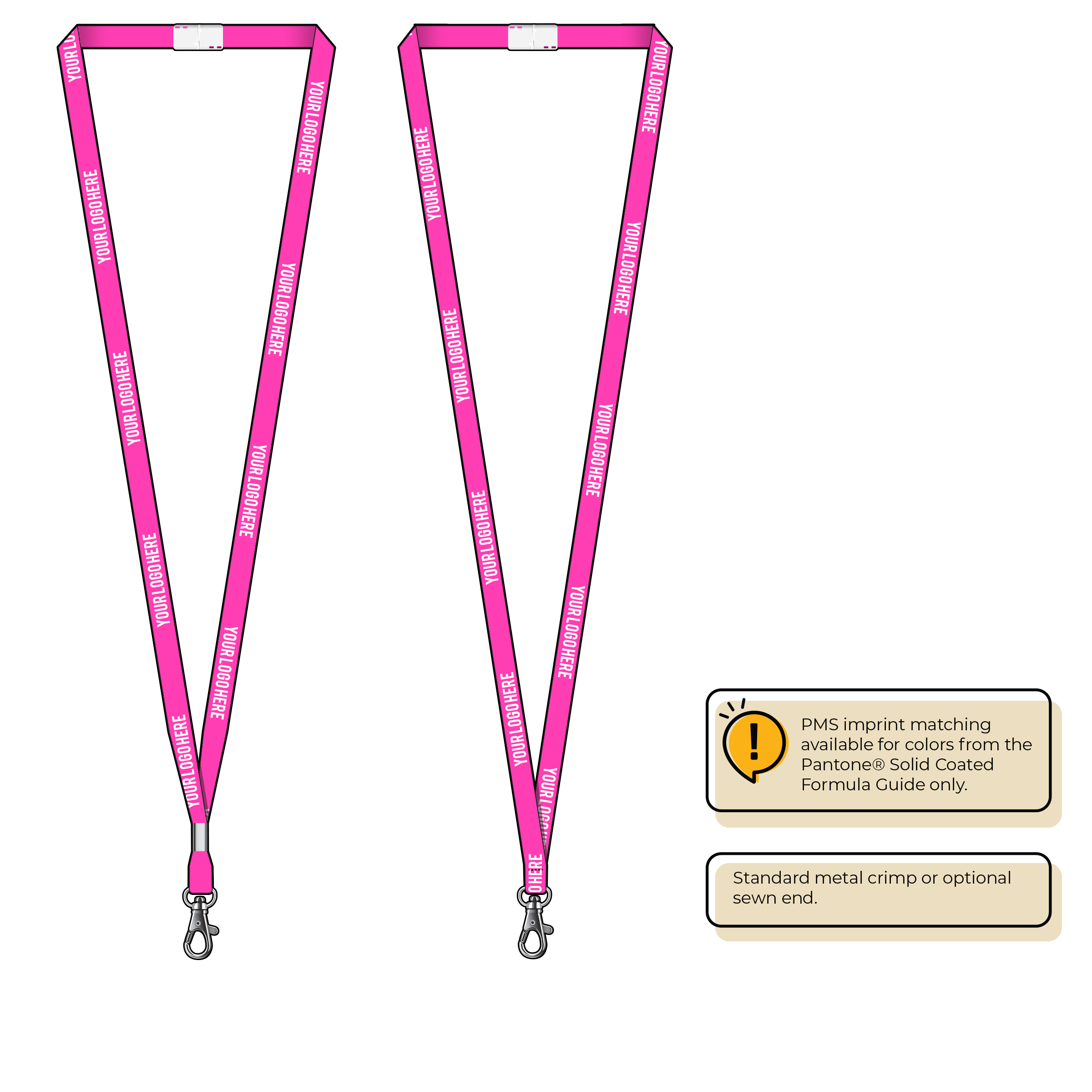 BHN011 | 3/8" Neon MicroWeave Silkscreen Lanyards :: STANDARD END ATTACHMENTS