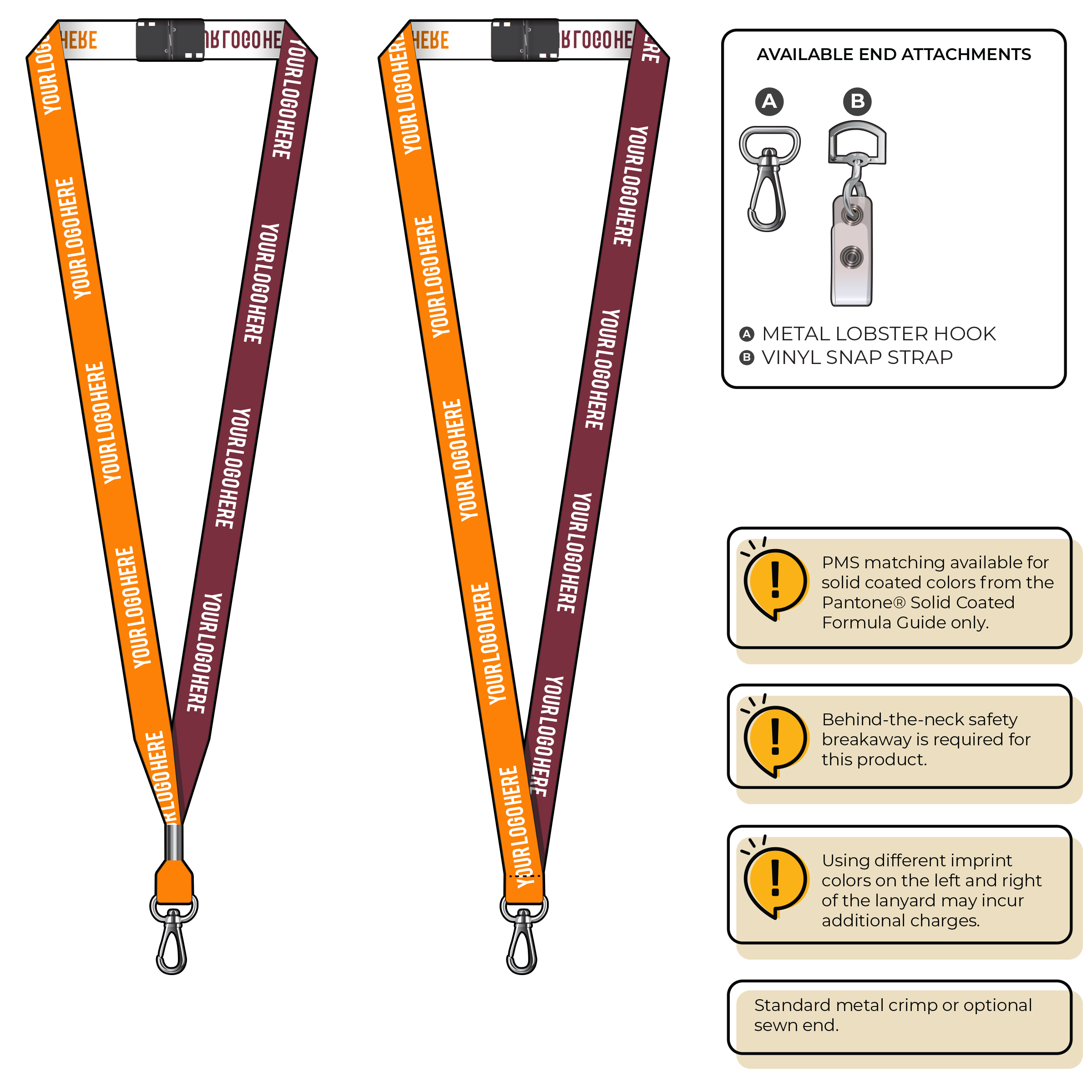 BH0044 | 5/8" Two Tone Woven Lanyards :: NON-STANDARD END ATTACHMENTS