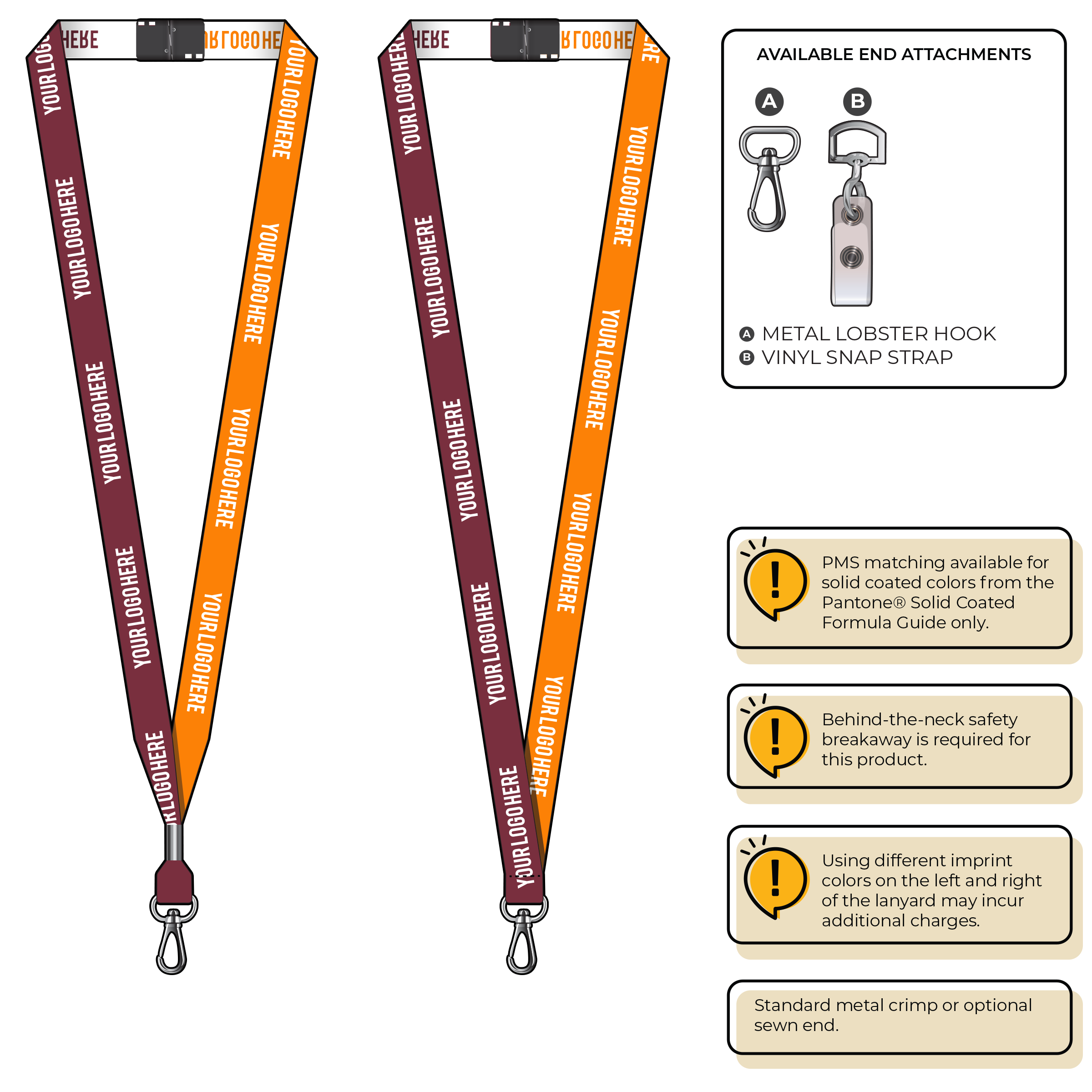 BH0044 | 5/8" Two Tone Woven Lanyards :: NON-STANDARD END ATTACHMENTS