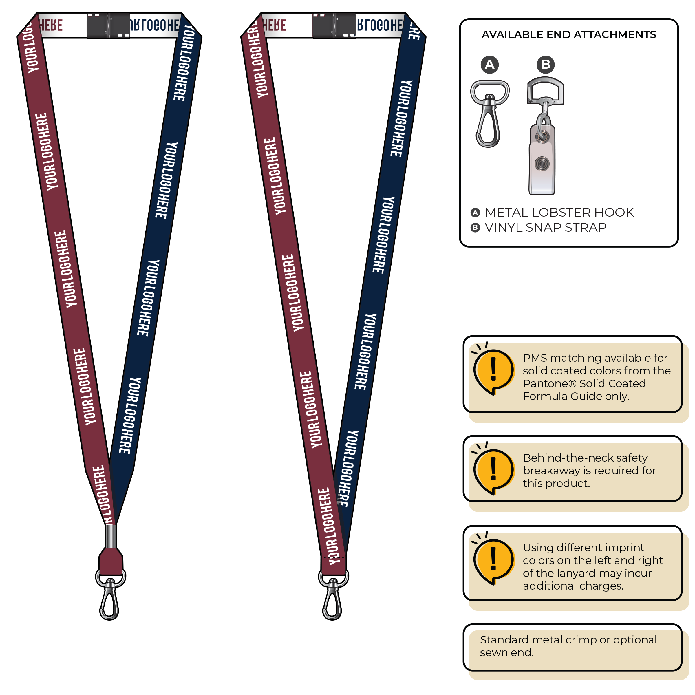 BH0044 | 5/8" Two Tone Woven Lanyards :: NON-STANDARD END ATTACHMENTS