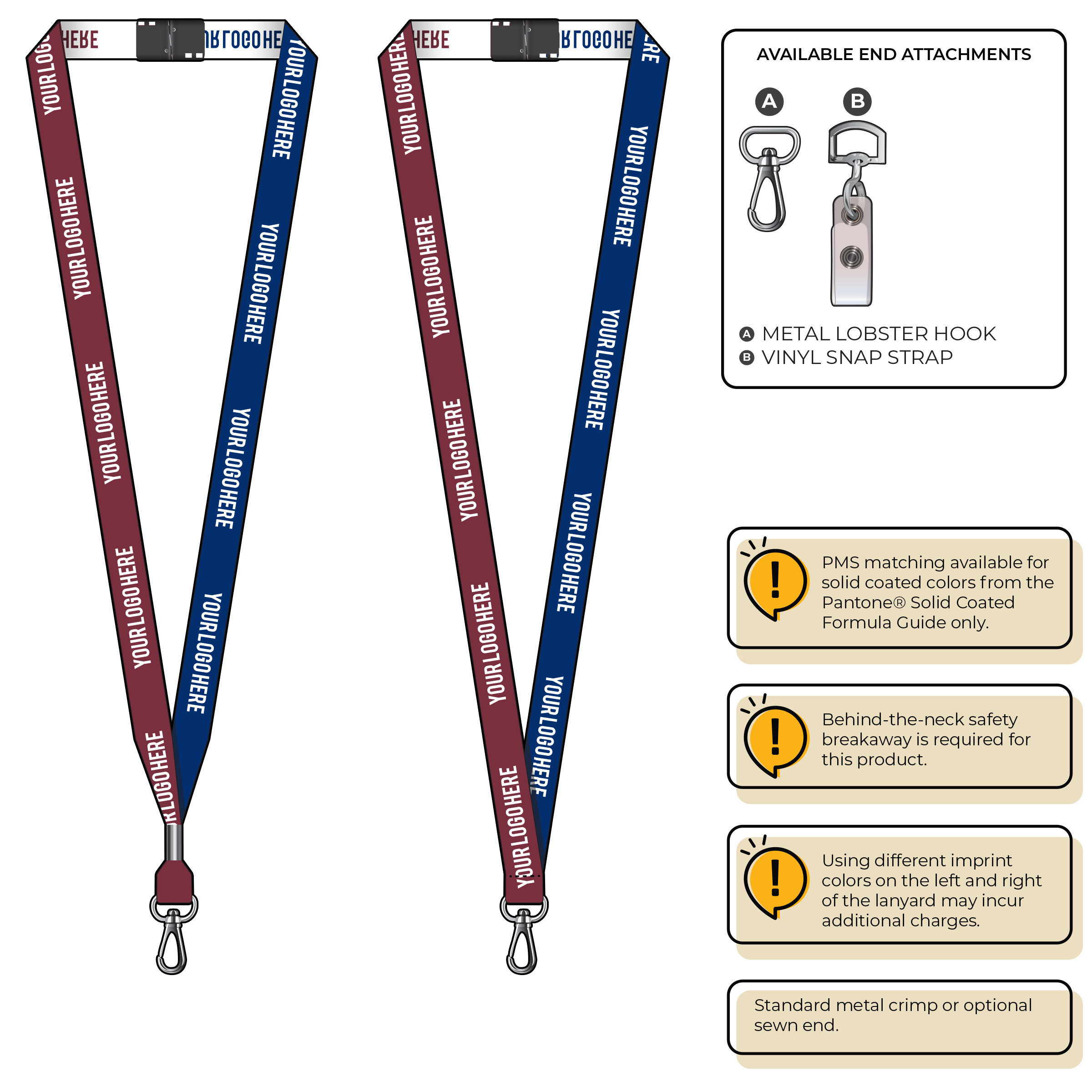 BH0044 | 5/8" Two Tone Woven Lanyards :: NON-STANDARD END ATTACHMENTS