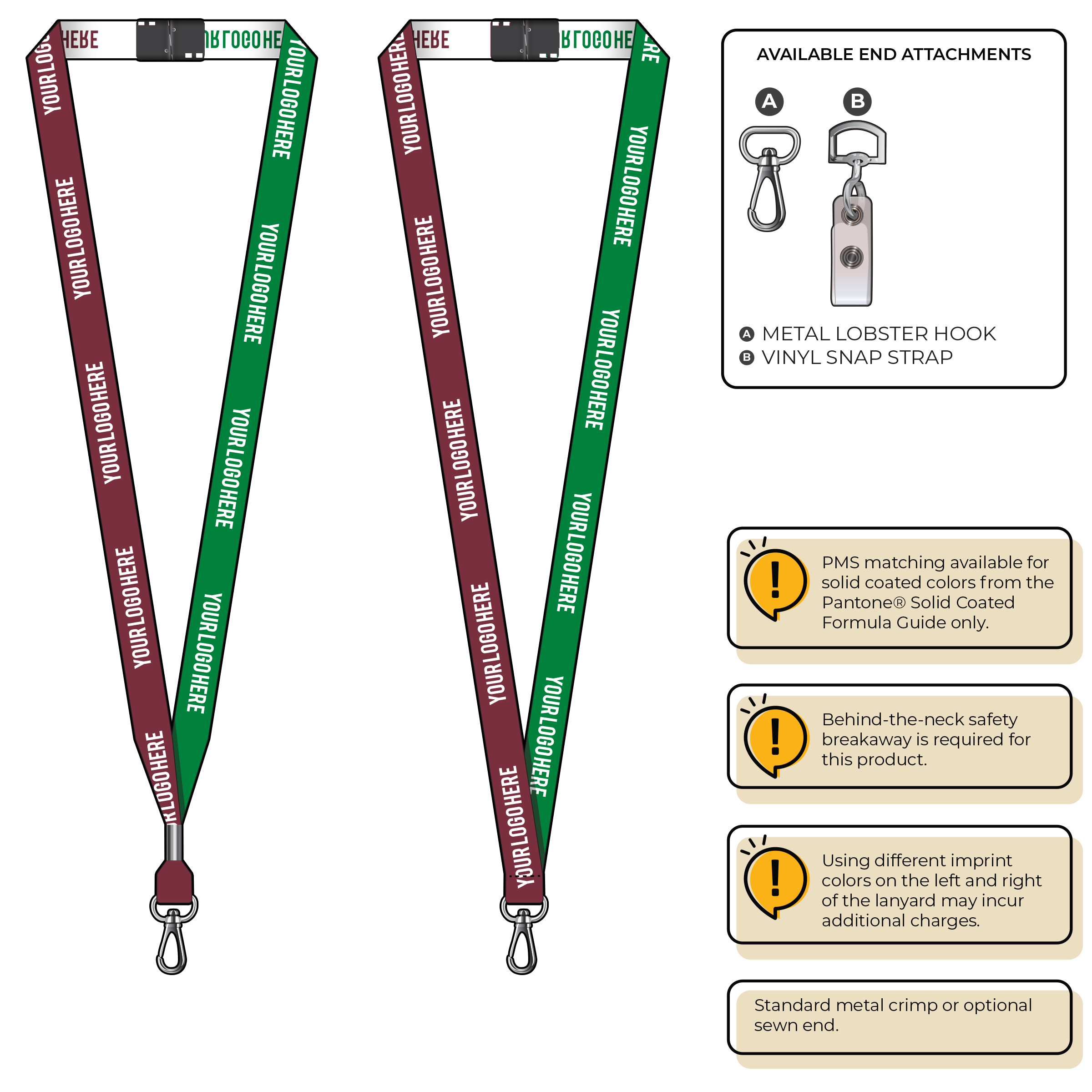 BH0044 | 5/8" Two Tone Woven Lanyards :: NON-STANDARD END ATTACHMENTS