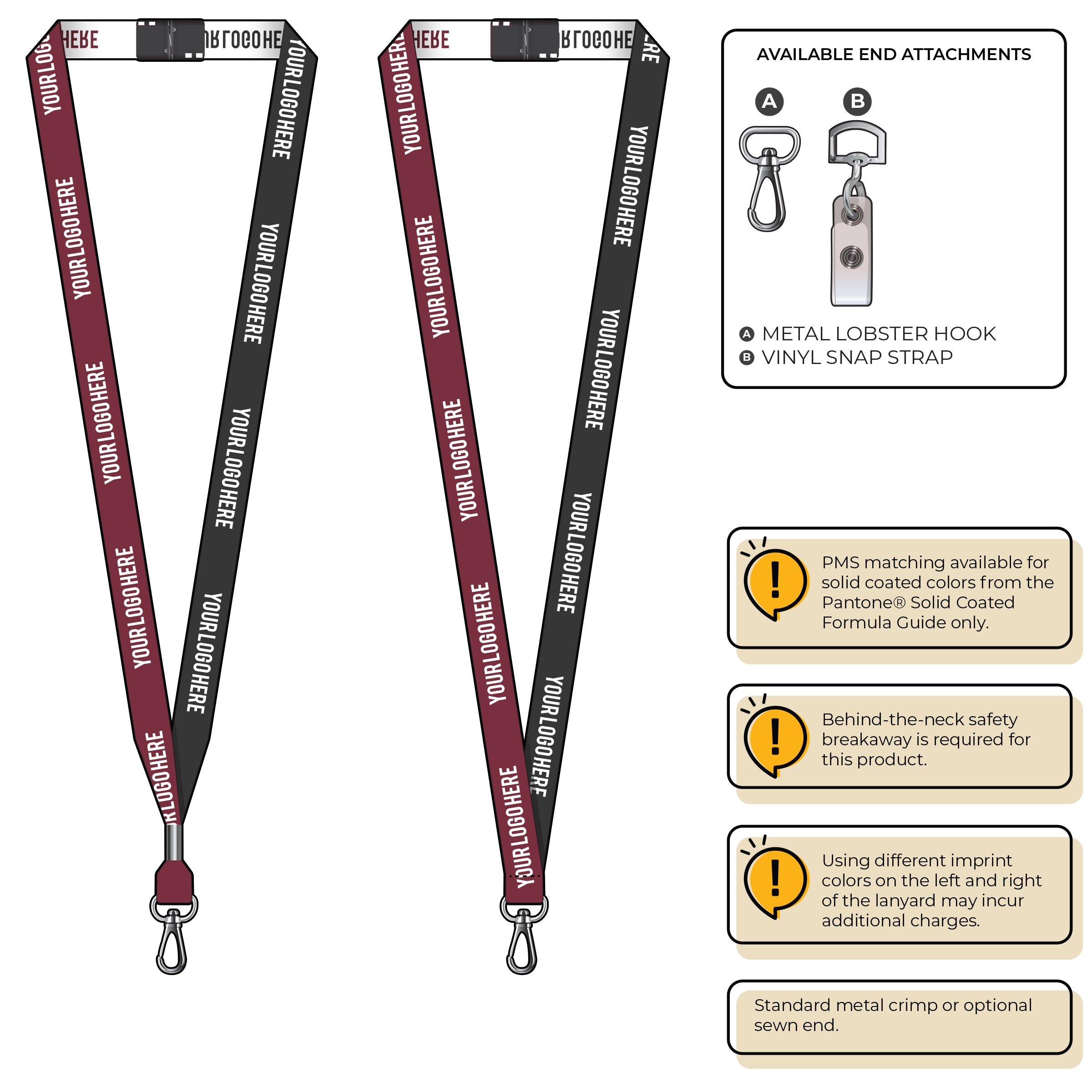 BH0044 | 5/8" Two Tone Woven Lanyards :: NON-STANDARD END ATTACHMENTS