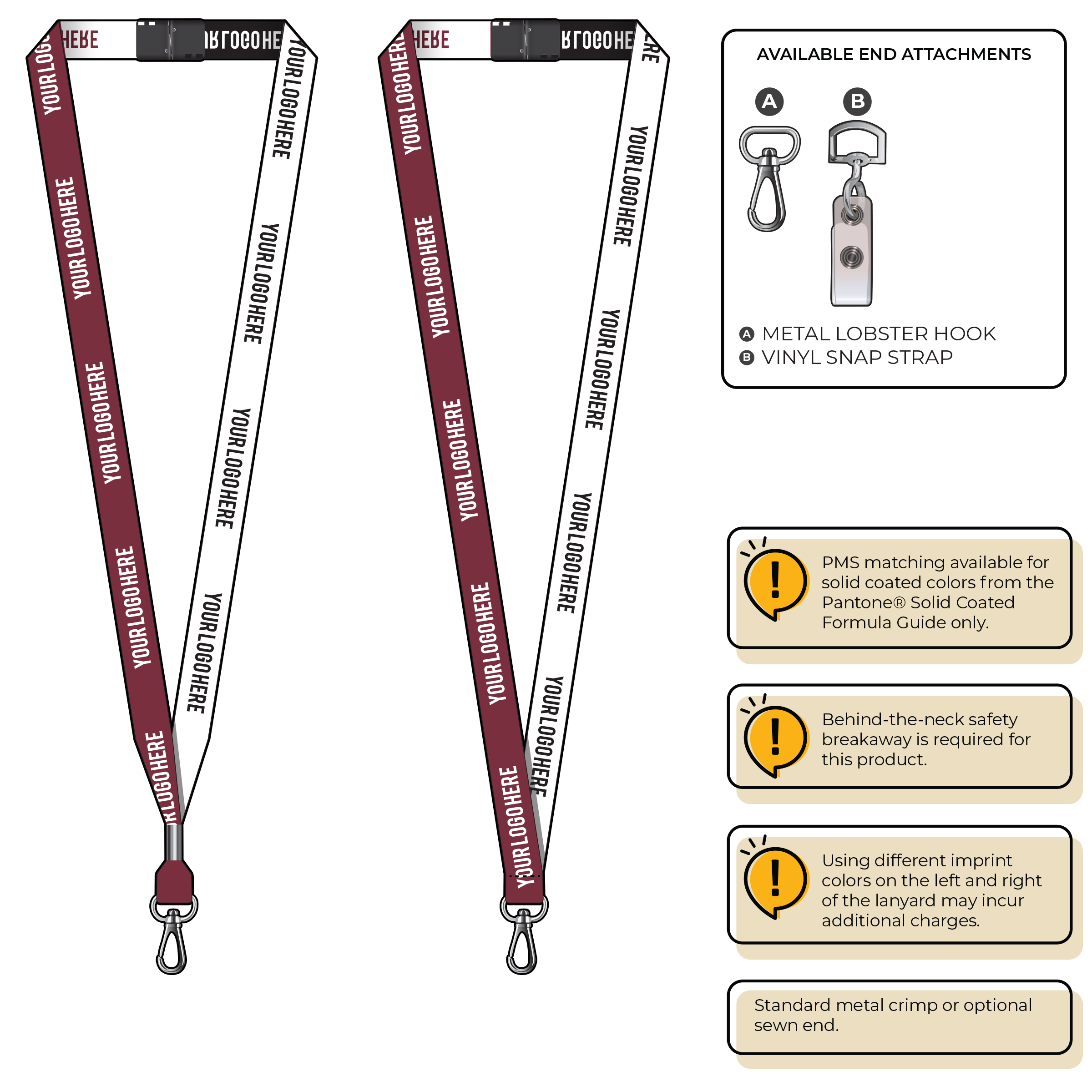 BH0044 | 5/8" Two Tone Woven Lanyards :: NON-STANDARD END ATTACHMENTS