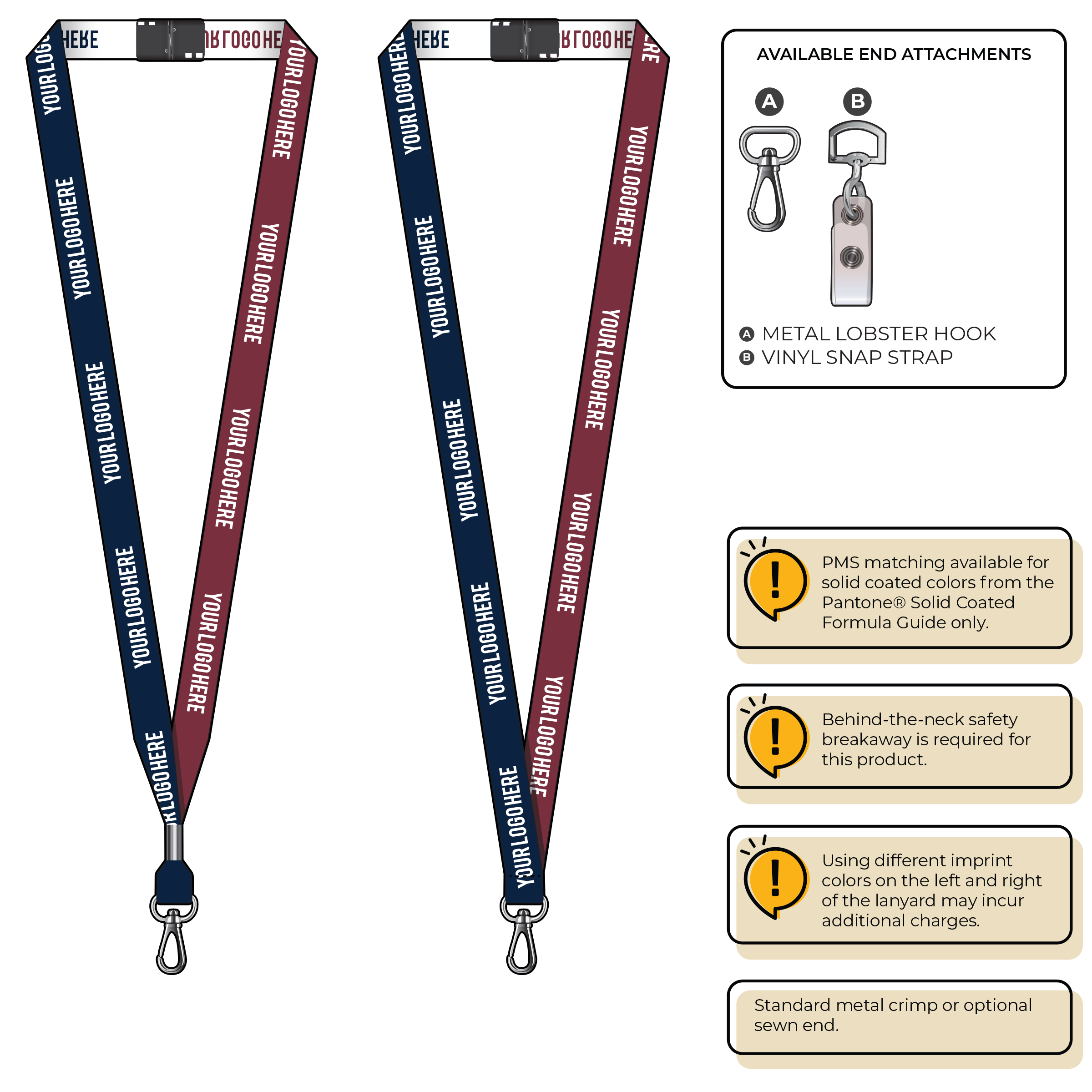 BH0044 | 5/8" Two Tone Woven Lanyards :: NON-STANDARD END ATTACHMENTS