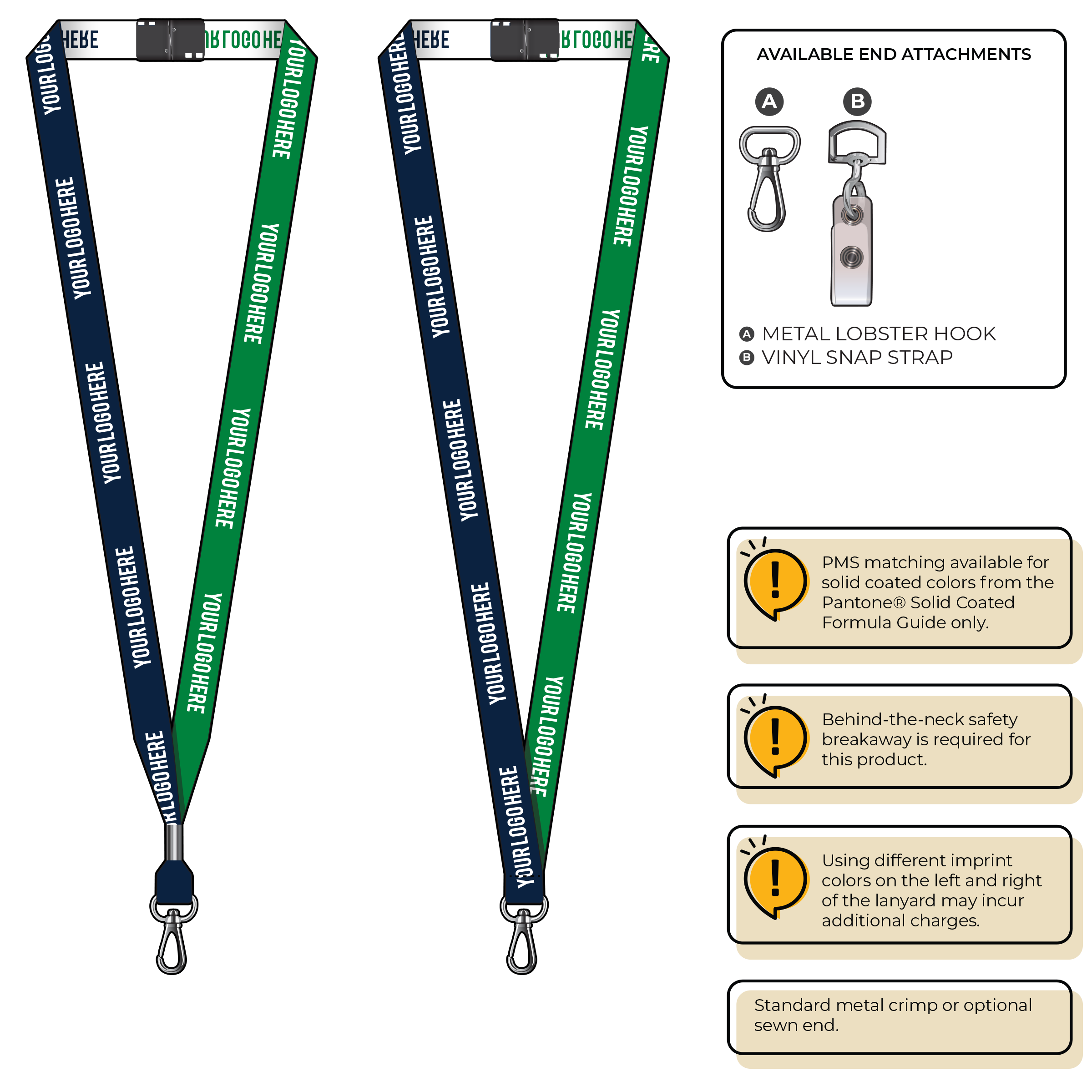 BH0044 | 5/8" Two Tone Woven Lanyards :: NON-STANDARD END ATTACHMENTS
