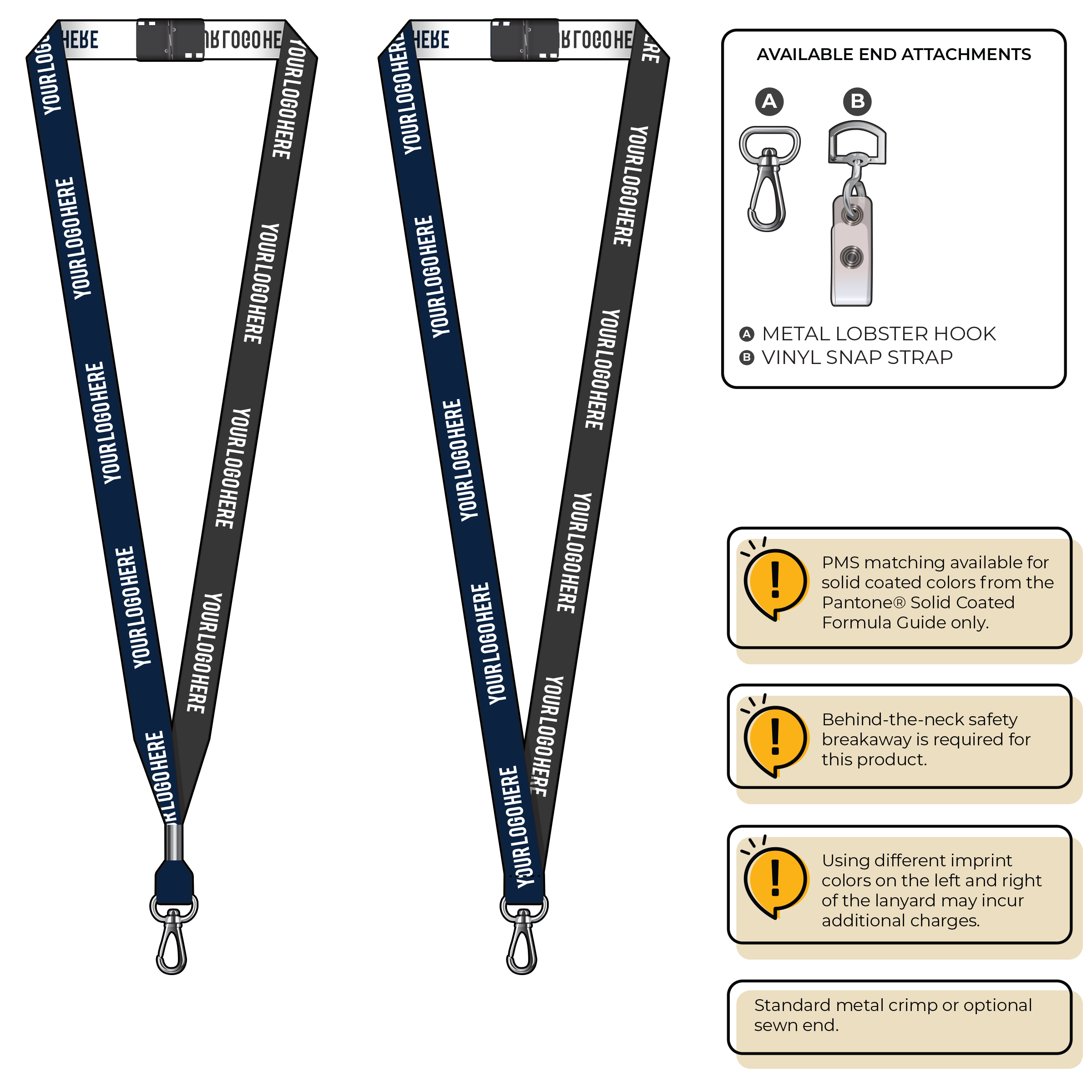 BH0044 | 5/8" Two Tone Woven Lanyards :: NON-STANDARD END ATTACHMENTS