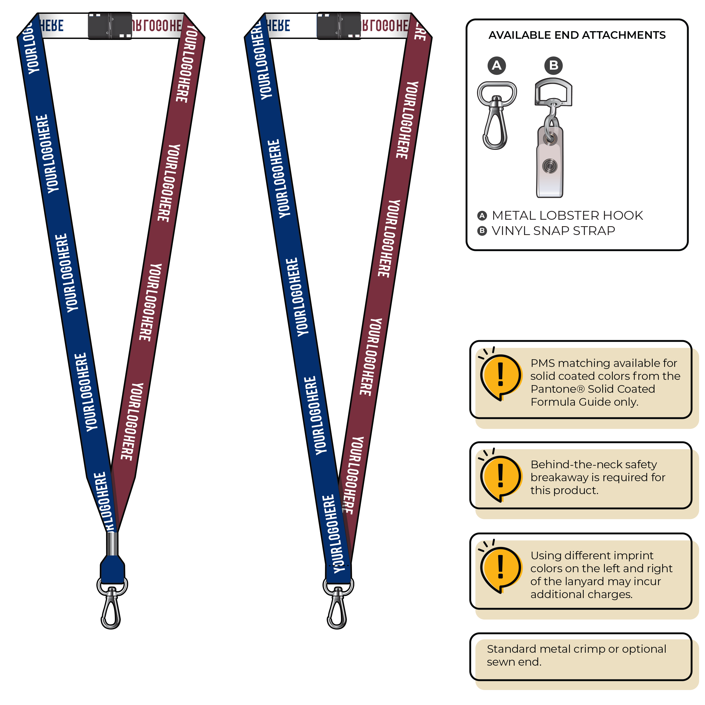 BH0044 | 5/8" Two Tone Woven Lanyards :: NON-STANDARD END ATTACHMENTS