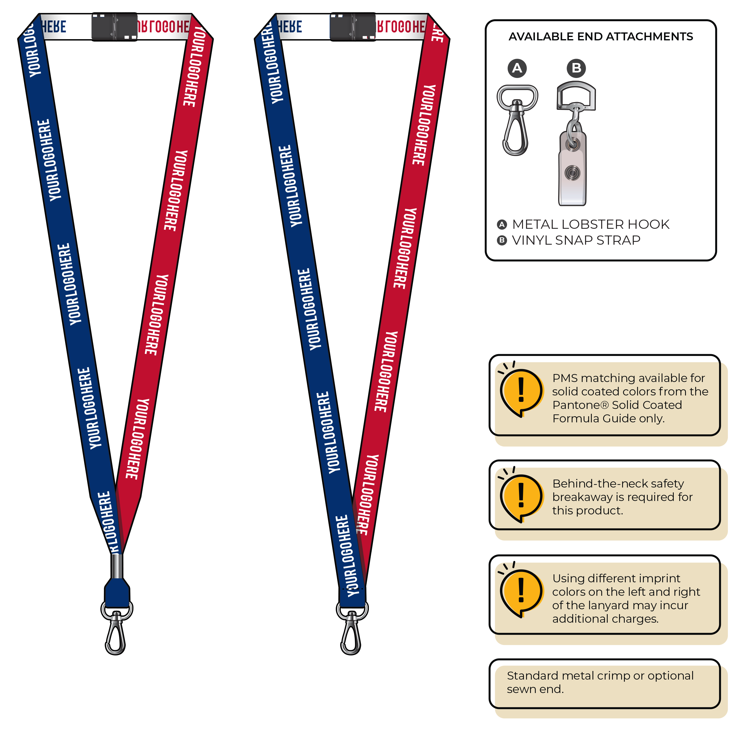 BH0044 | 5/8" Two Tone Woven Lanyards :: NON-STANDARD END ATTACHMENTS