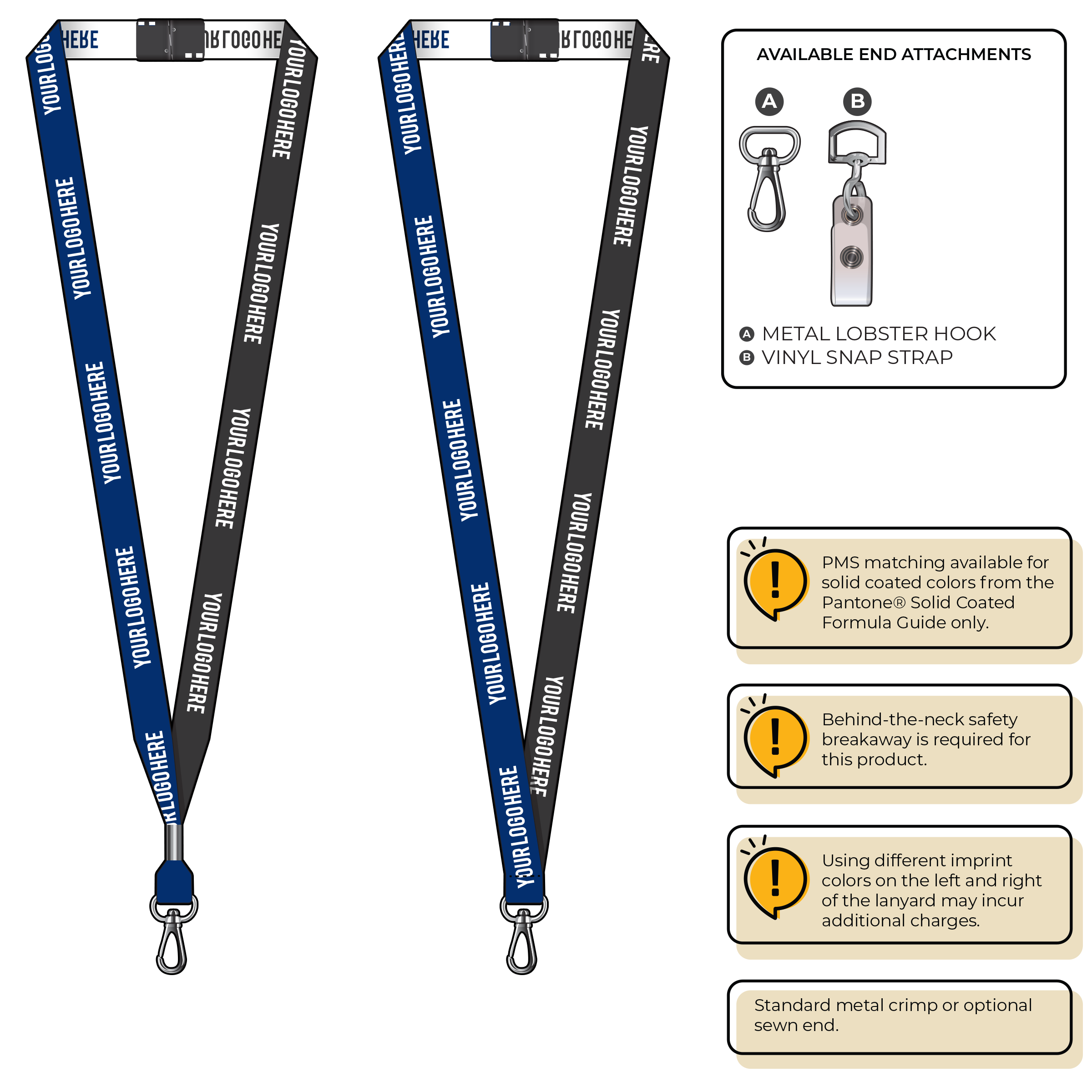 BH0044 | 5/8" Two Tone Woven Lanyards :: NON-STANDARD END ATTACHMENTS