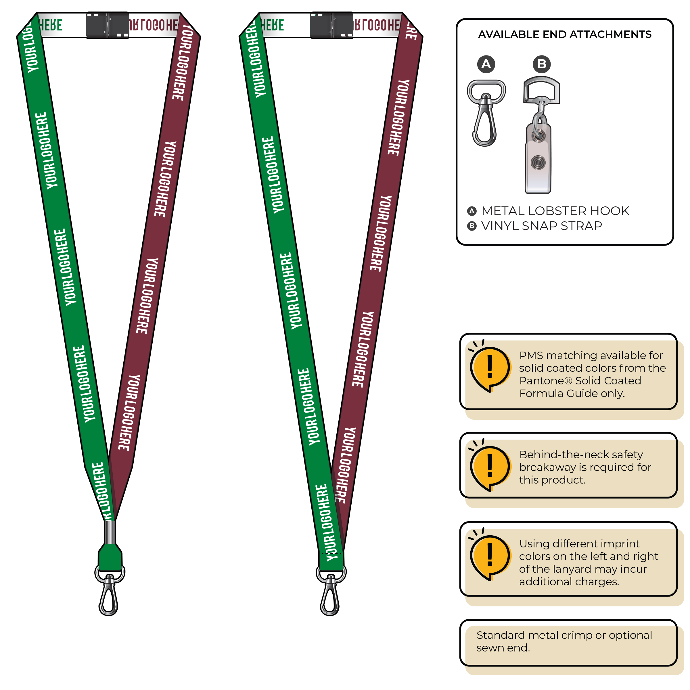 BH0044 | 5/8" Two Tone Woven Lanyards :: NON-STANDARD END ATTACHMENTS