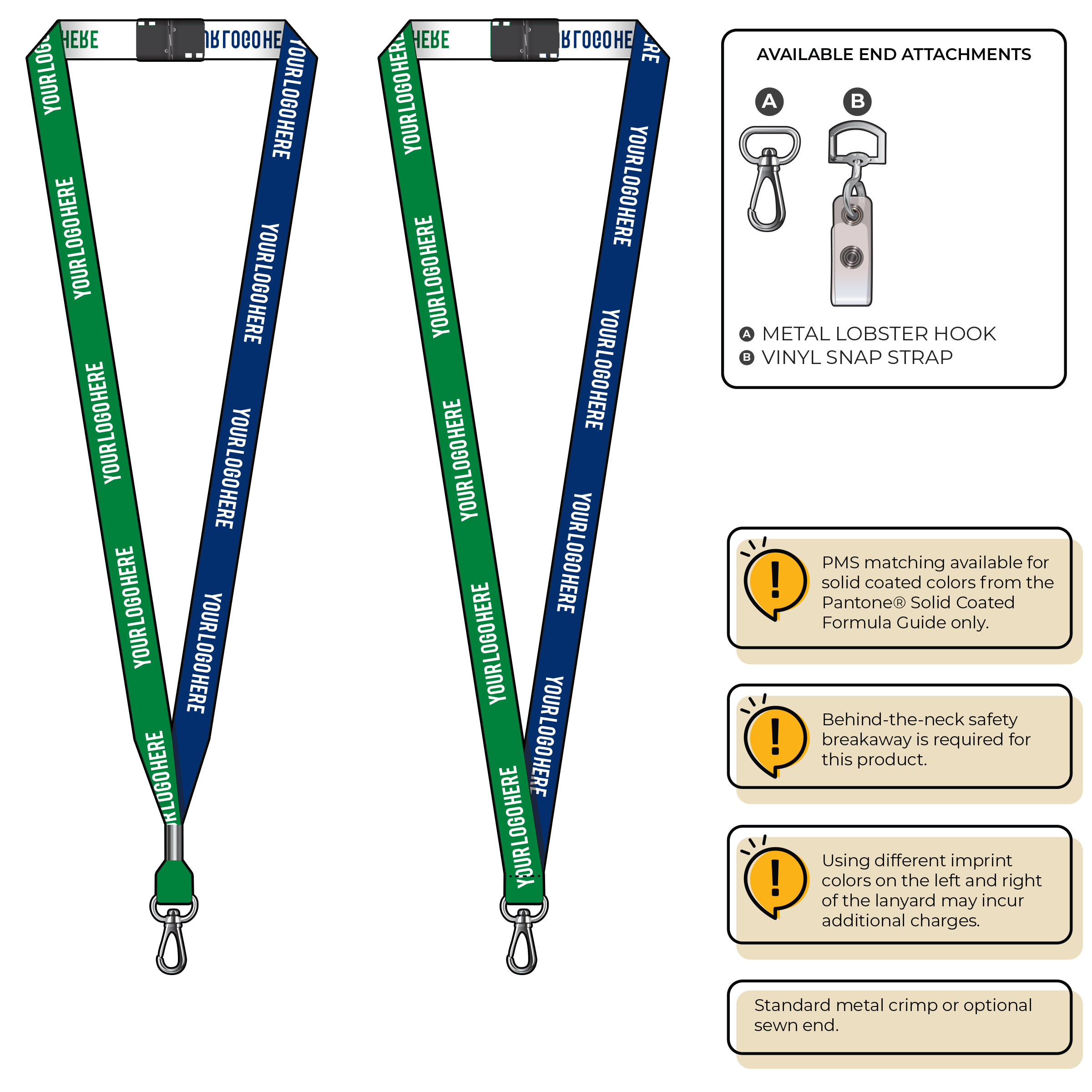 BH0044 | 5/8" Two Tone Woven Lanyards :: NON-STANDARD END ATTACHMENTS