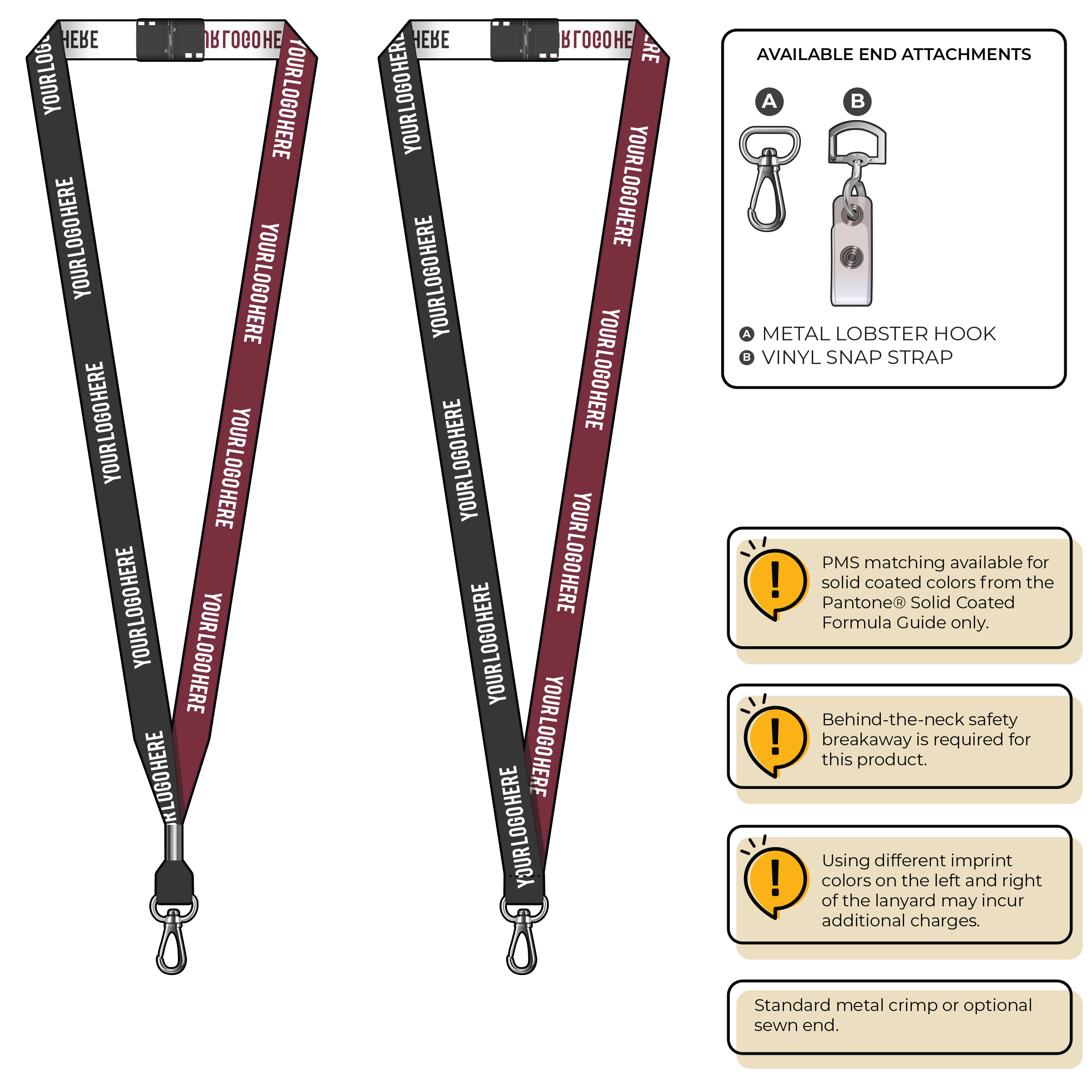 BH0044 | 5/8" Two Tone Woven Lanyards :: NON-STANDARD END ATTACHMENTS
