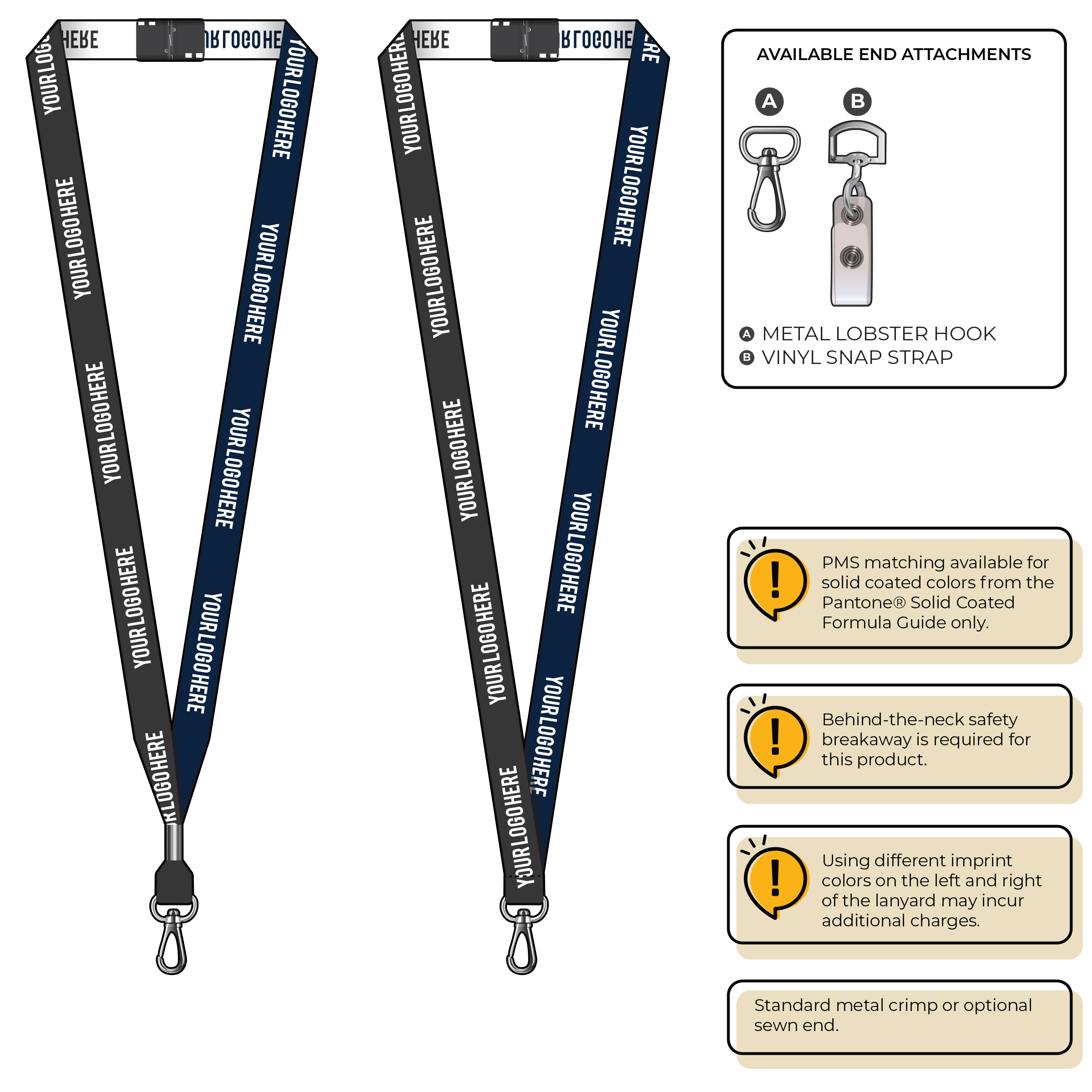 BH0044 | 5/8" Two Tone Woven Lanyards :: NON-STANDARD END ATTACHMENTS
