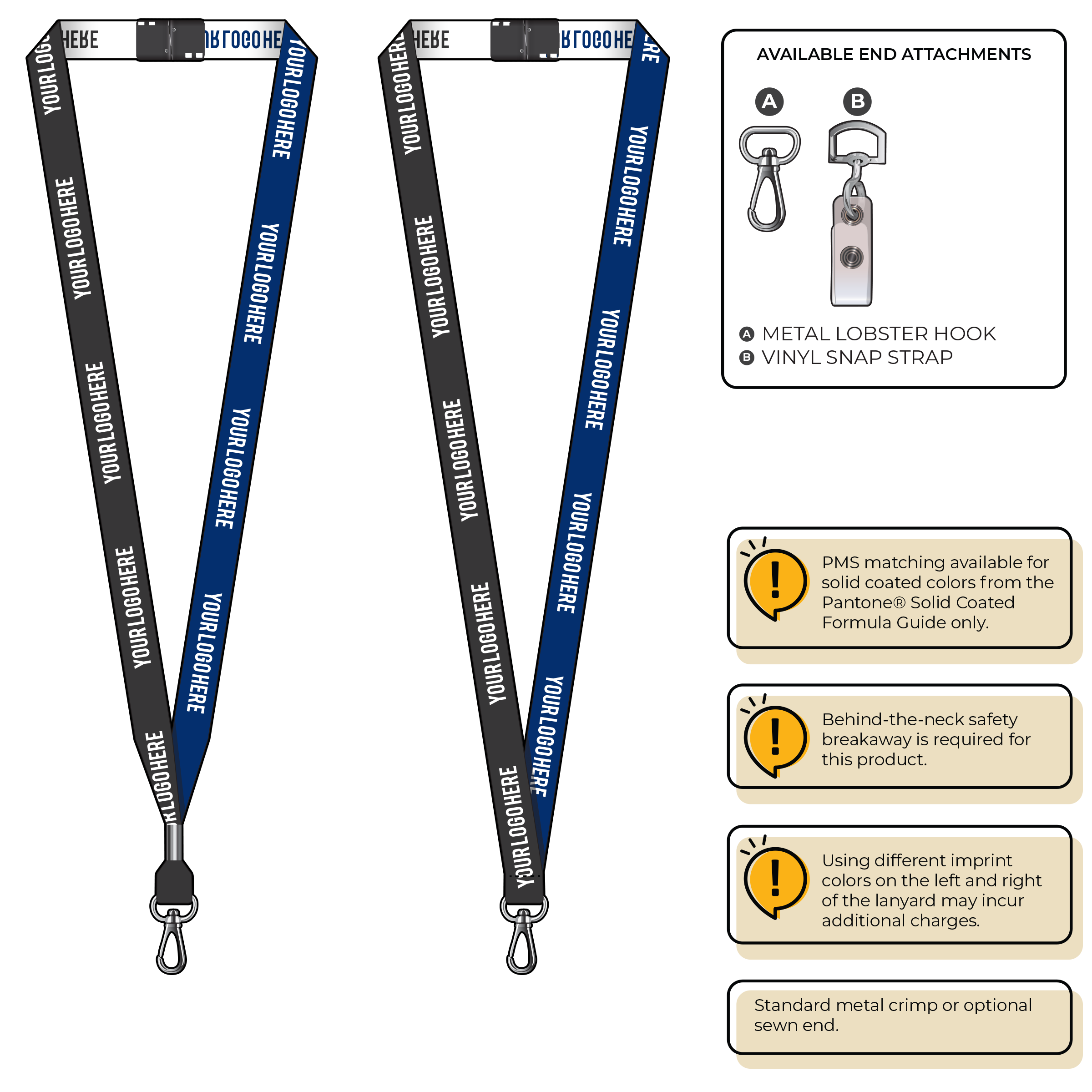 BH0044 | 5/8" Two Tone Woven Lanyards :: NON-STANDARD END ATTACHMENTS