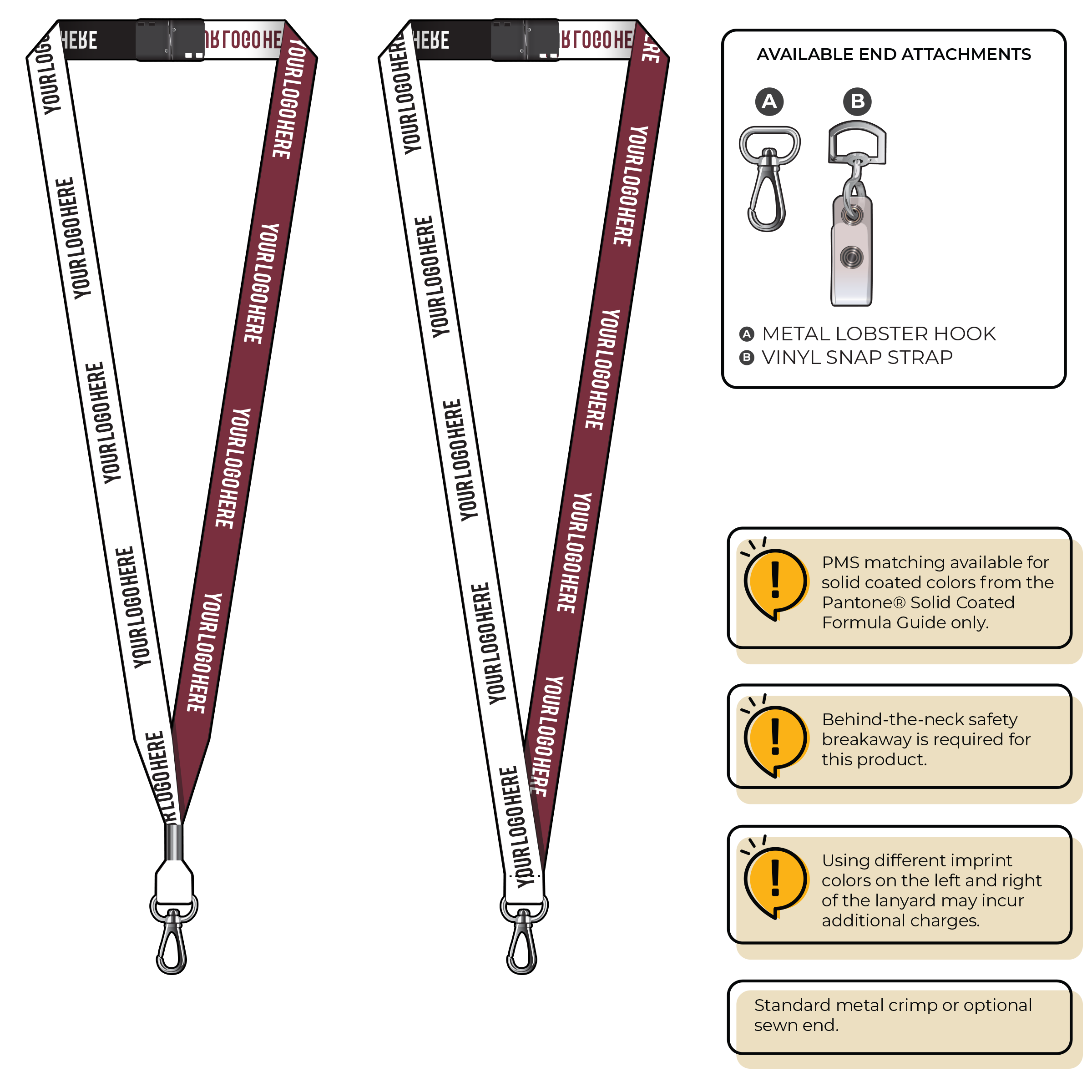BH0044 | 5/8" Two Tone Woven Lanyards :: NON-STANDARD END ATTACHMENTS