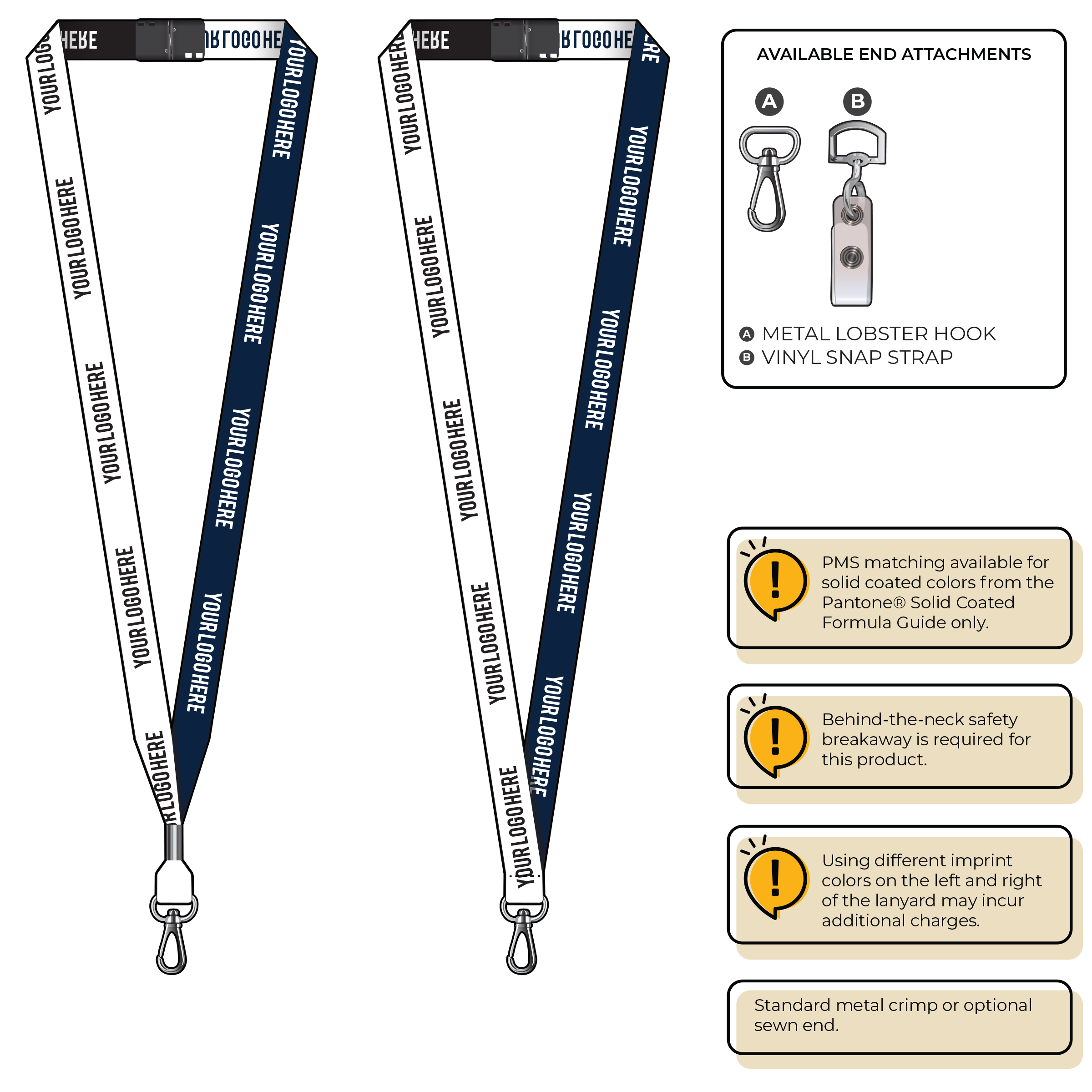 BH0044 | 5/8" Two Tone Woven Lanyards :: NON-STANDARD END ATTACHMENTS