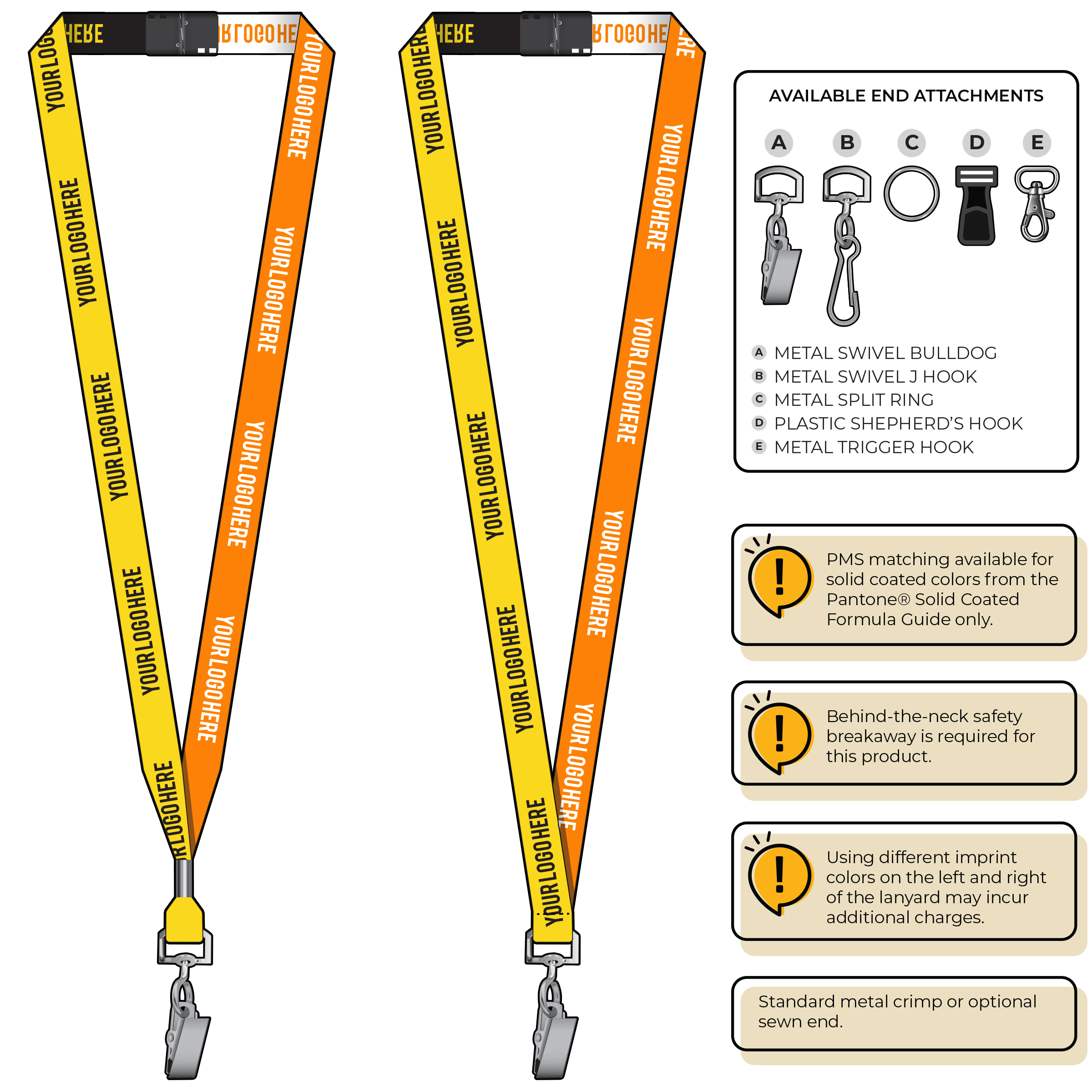 BH0044 | 5/8" Two Tone Woven Lanyards :: STANDARD END ATTACHMENTS