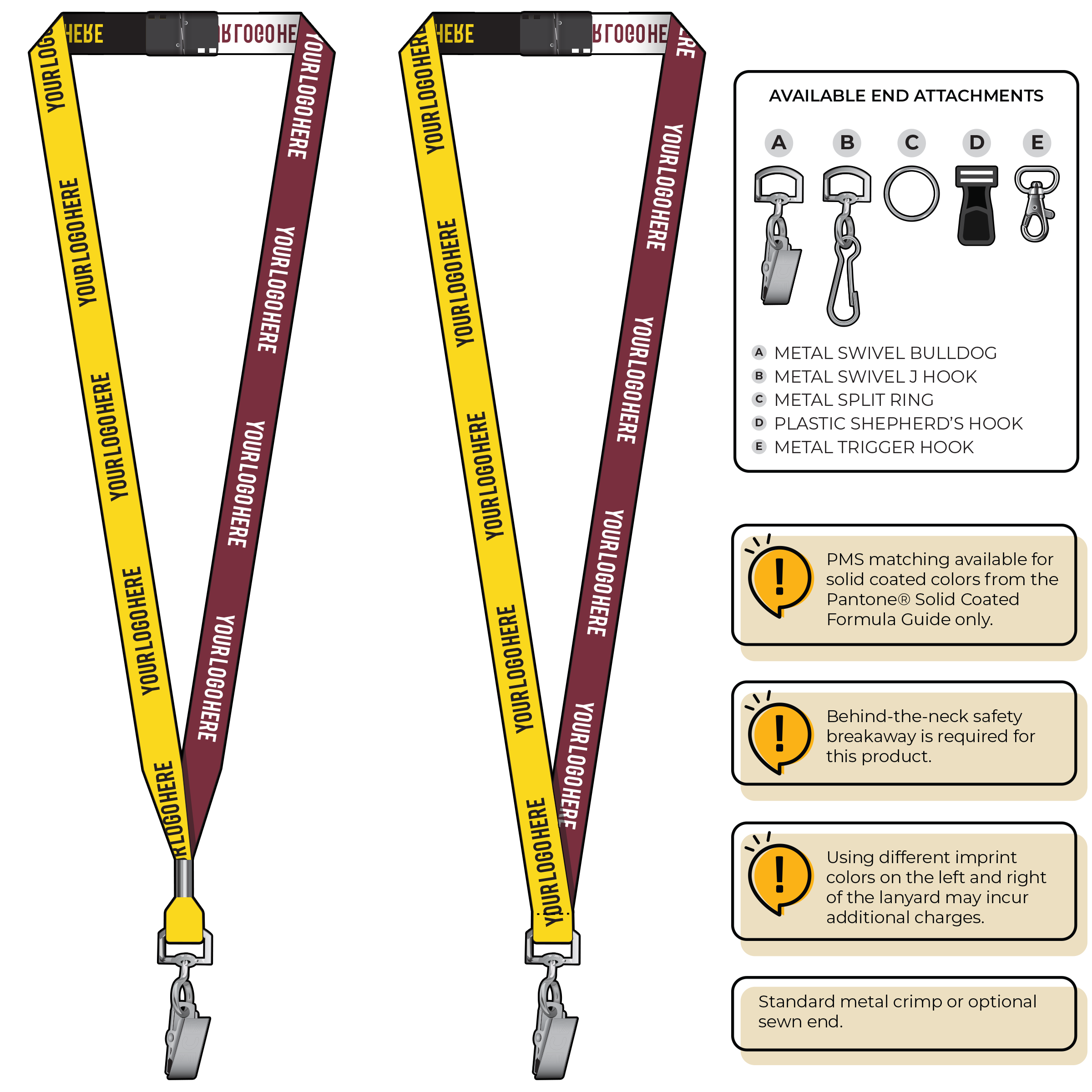 BH0044 | 5/8" Two Tone Woven Lanyards :: STANDARD END ATTACHMENTS