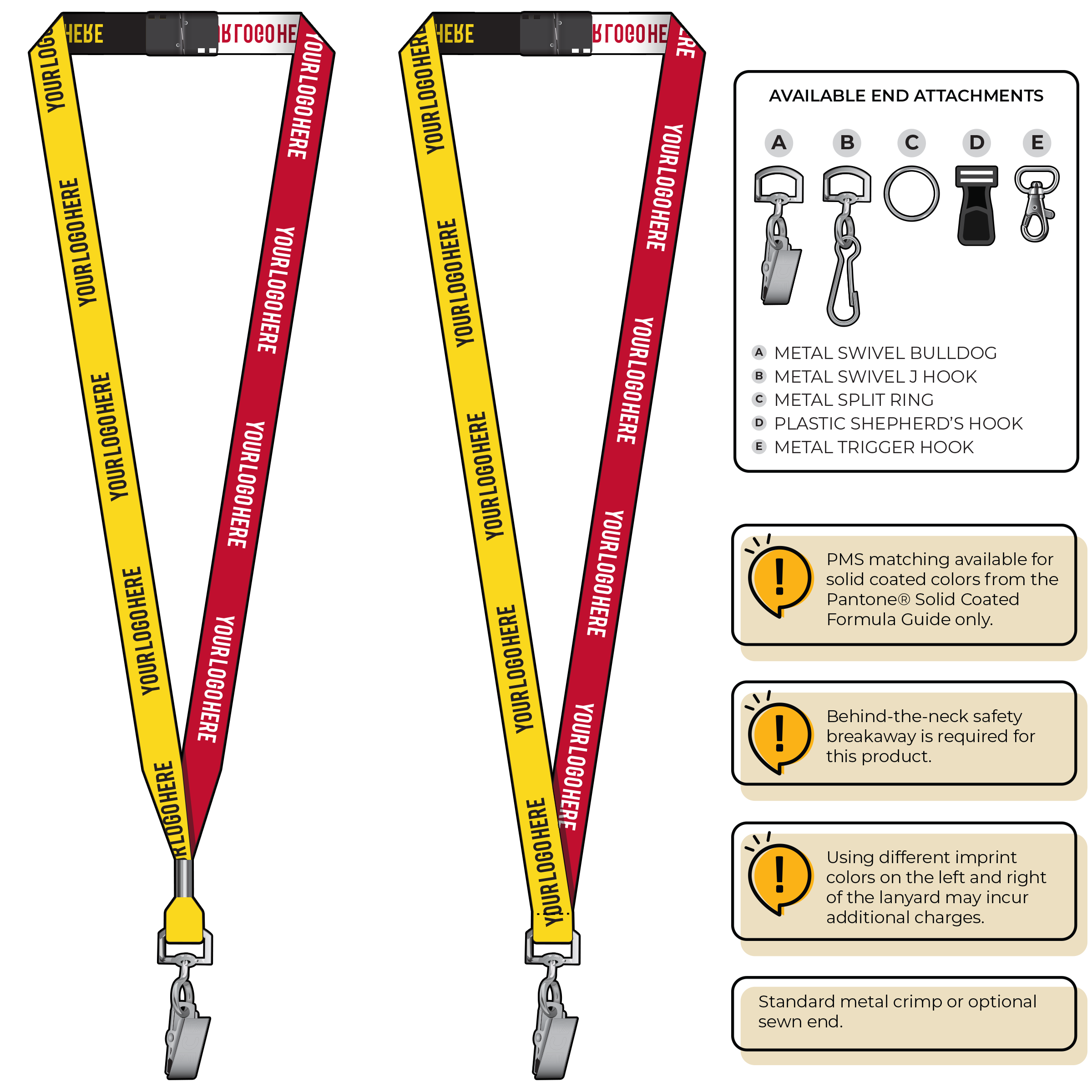 BH0044 | 5/8" Two Tone Woven Lanyards :: STANDARD END ATTACHMENTS