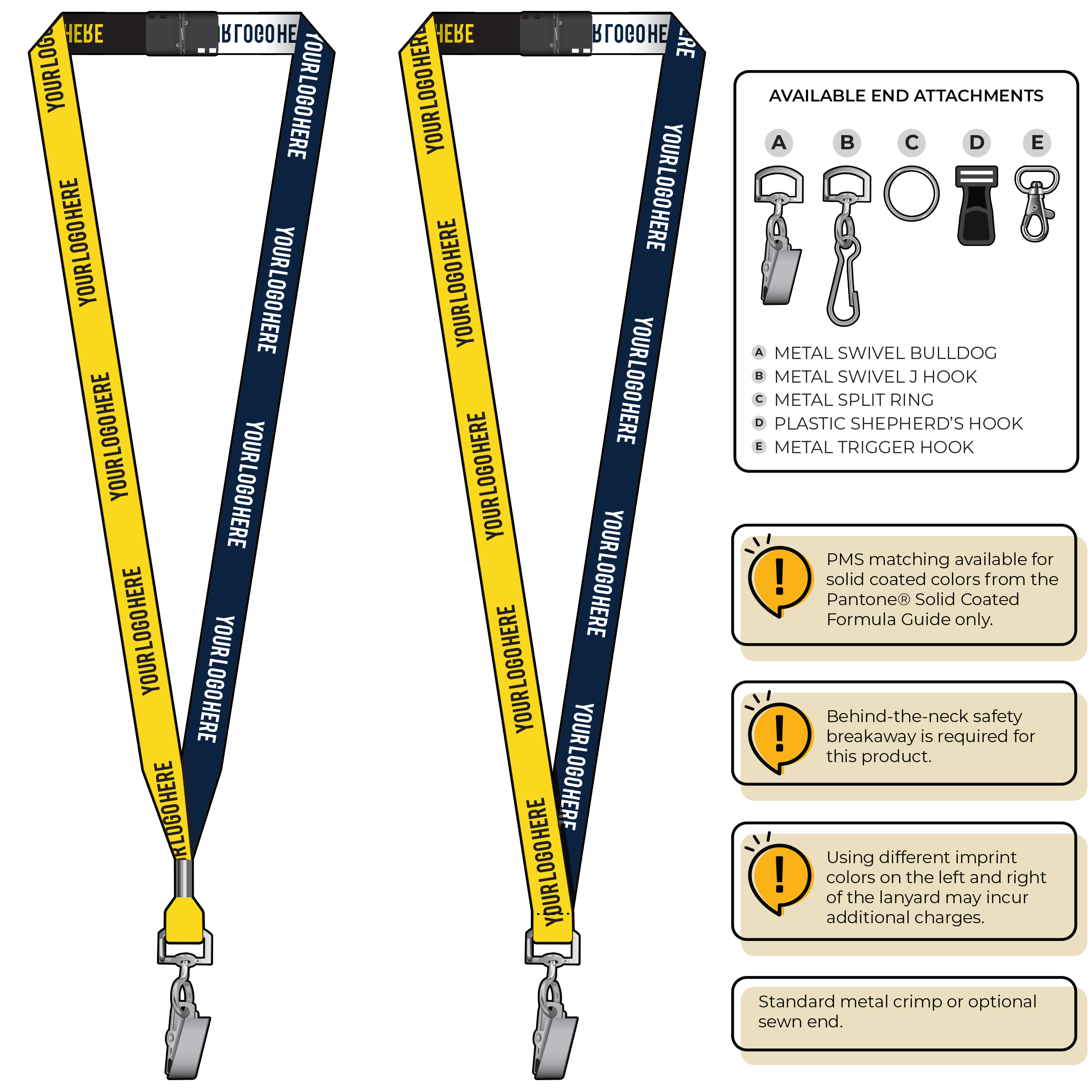 BH0044 | 5/8" Two Tone Woven Lanyards :: STANDARD END ATTACHMENTS